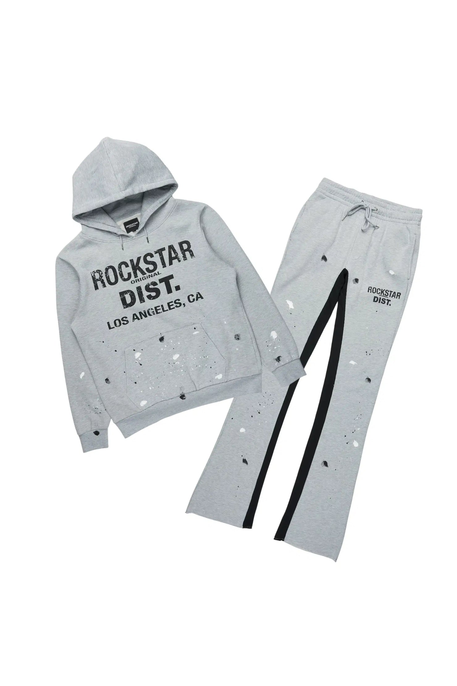 Boys Scottie Heather Grey/Black Baggy Stacked Track Set