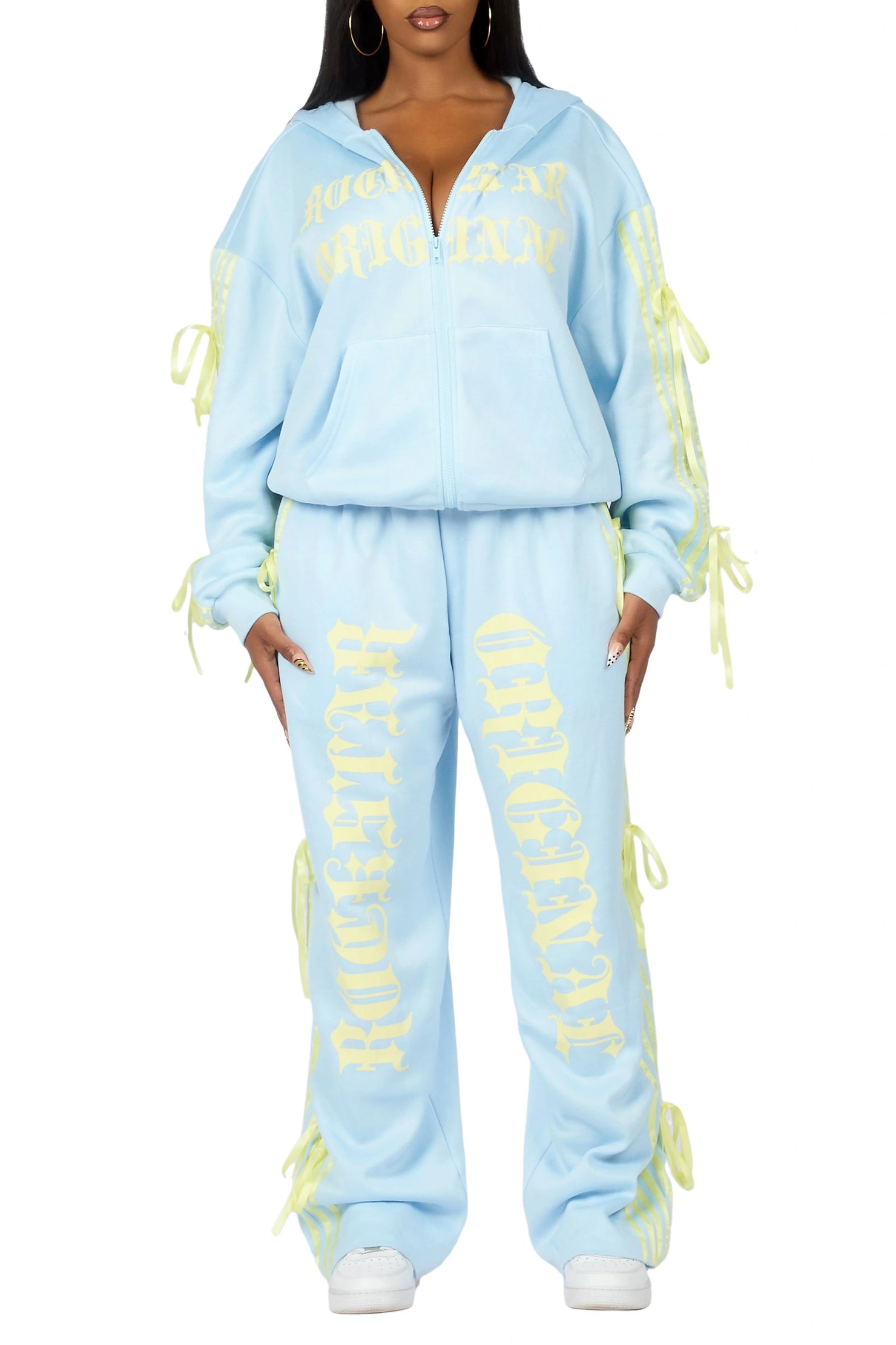 Kettisha Light Blue Lace Up Baggy Track Set