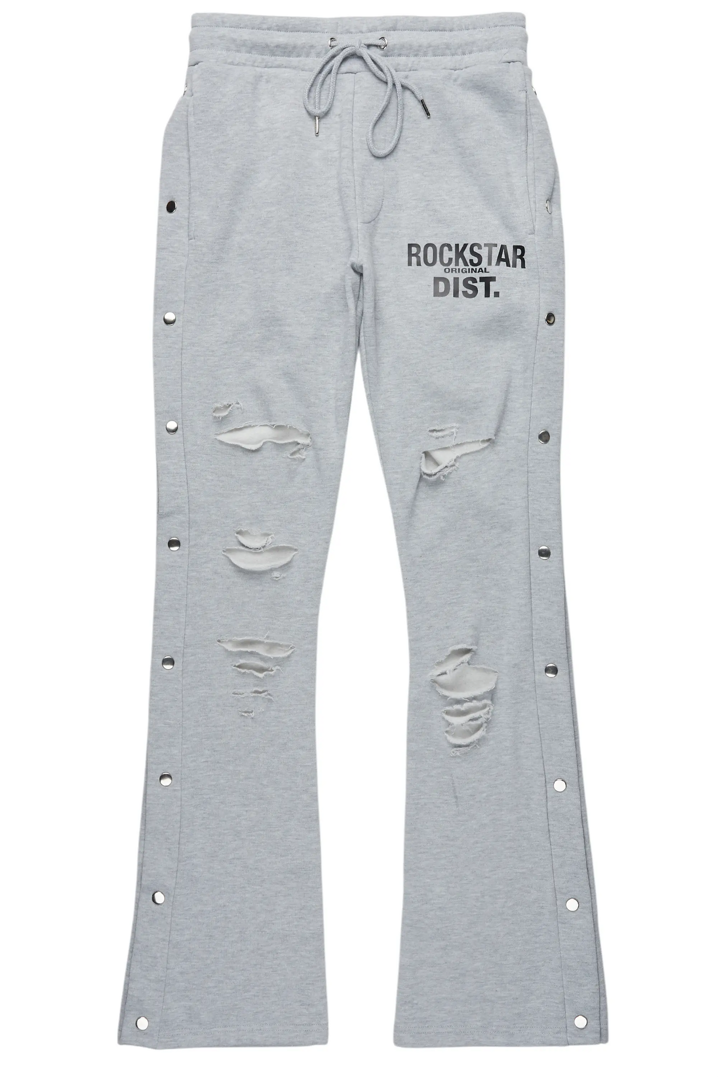 Chance Heather Grey Baggy Snap Button Pant