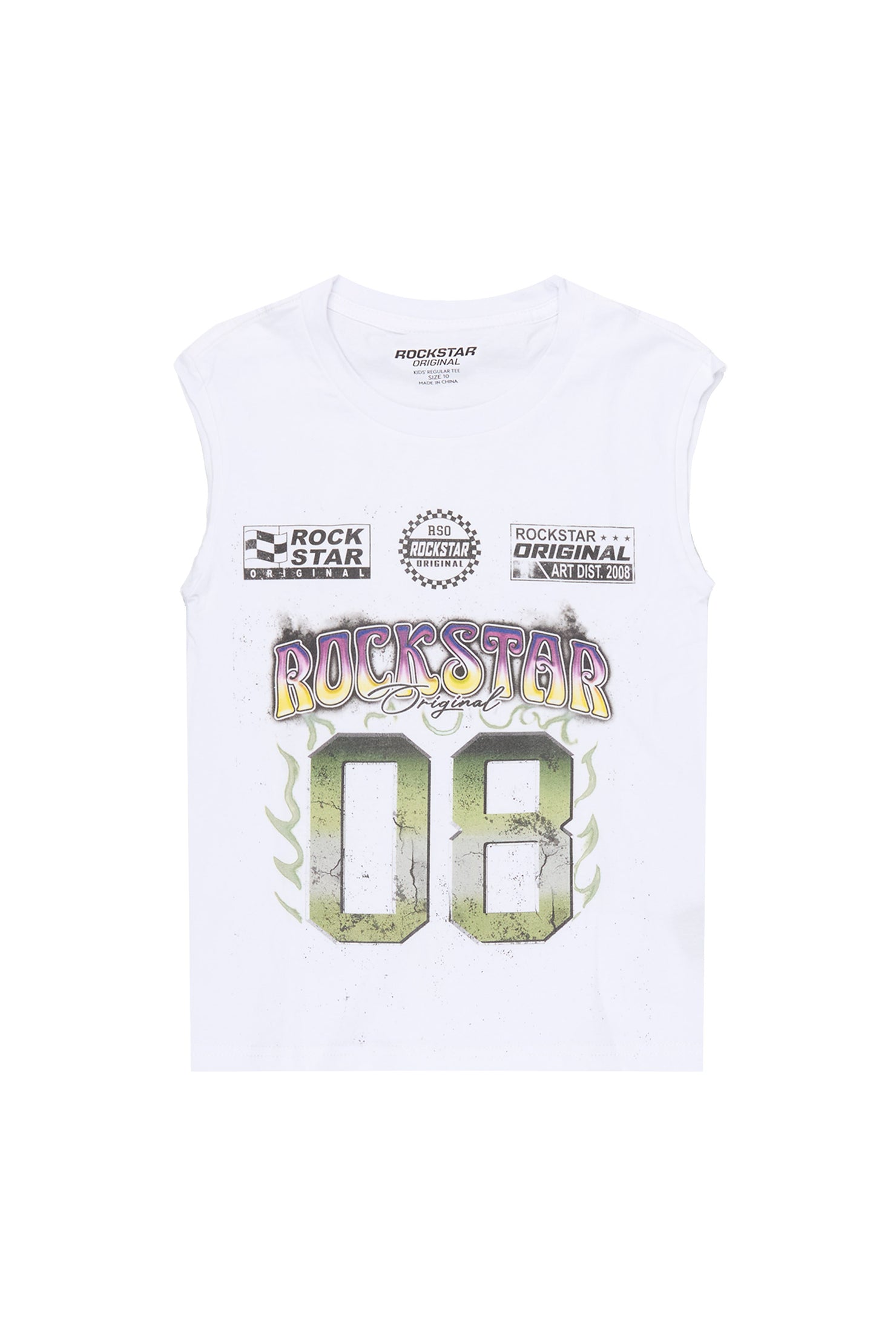 Girls Quitta White Cut Off  Graphic T-Shirt