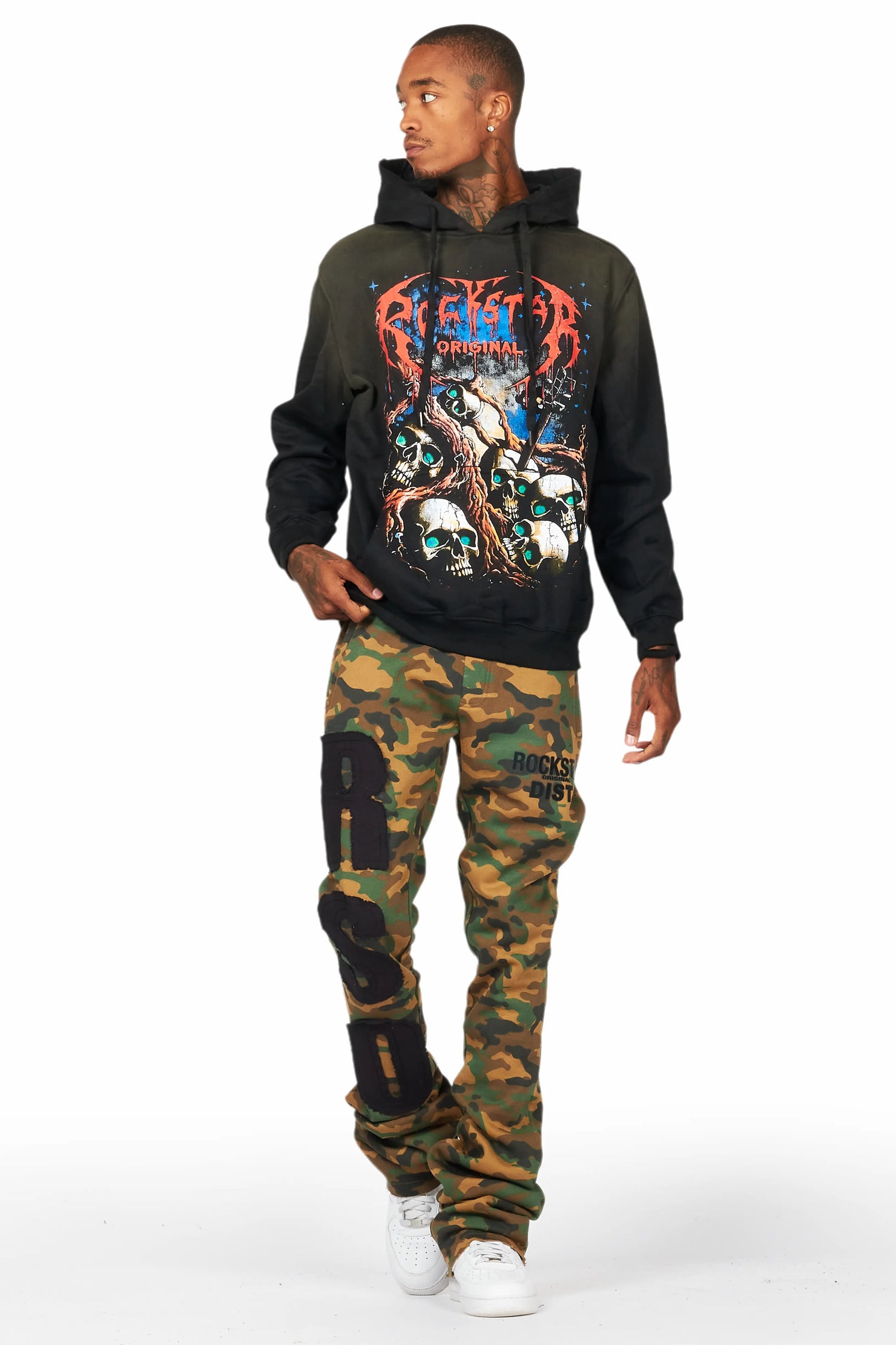 Cappy Black Graphic Distressed Hoodie