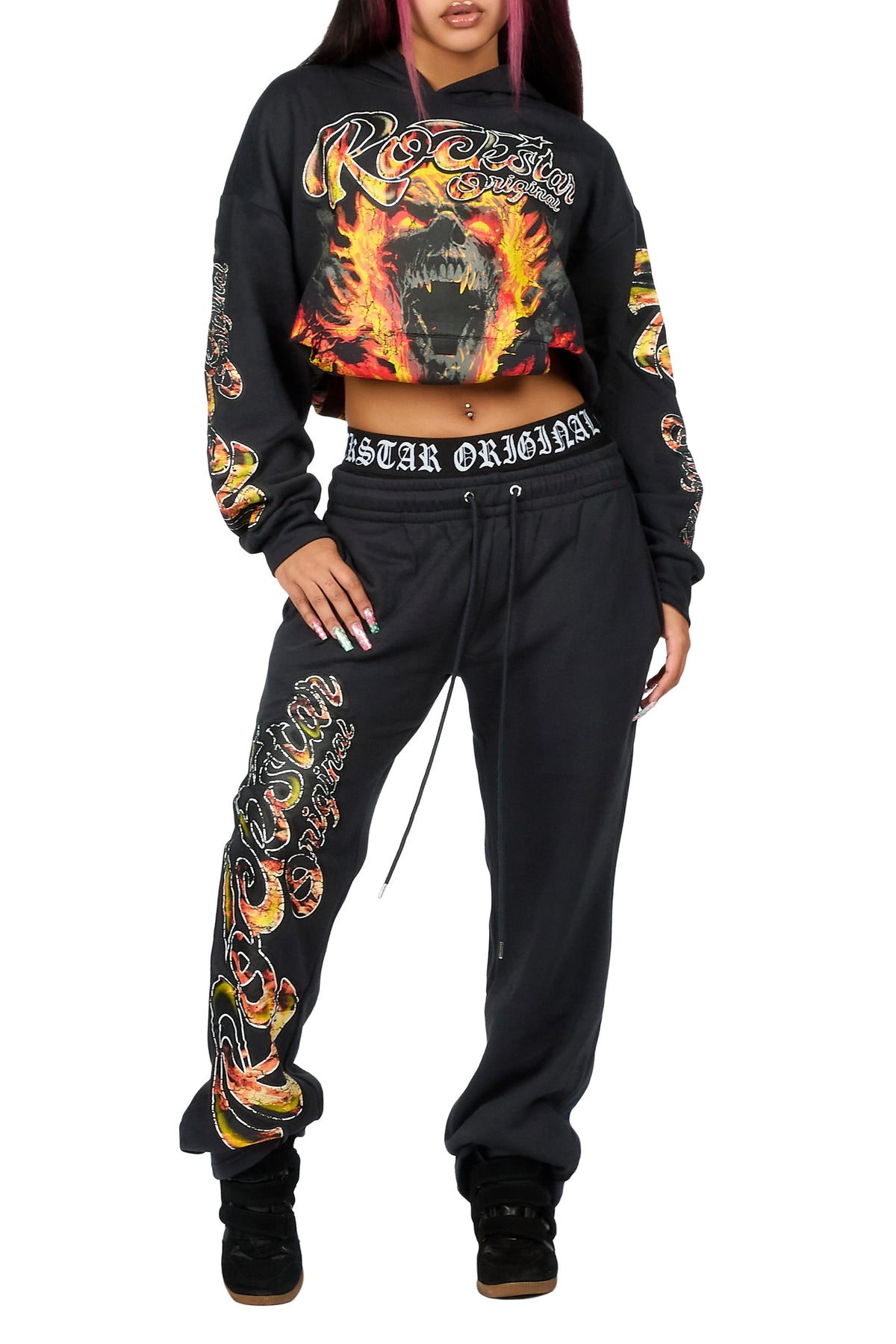 Taliyah Charcoal Graphic Baggy Fit Track Set