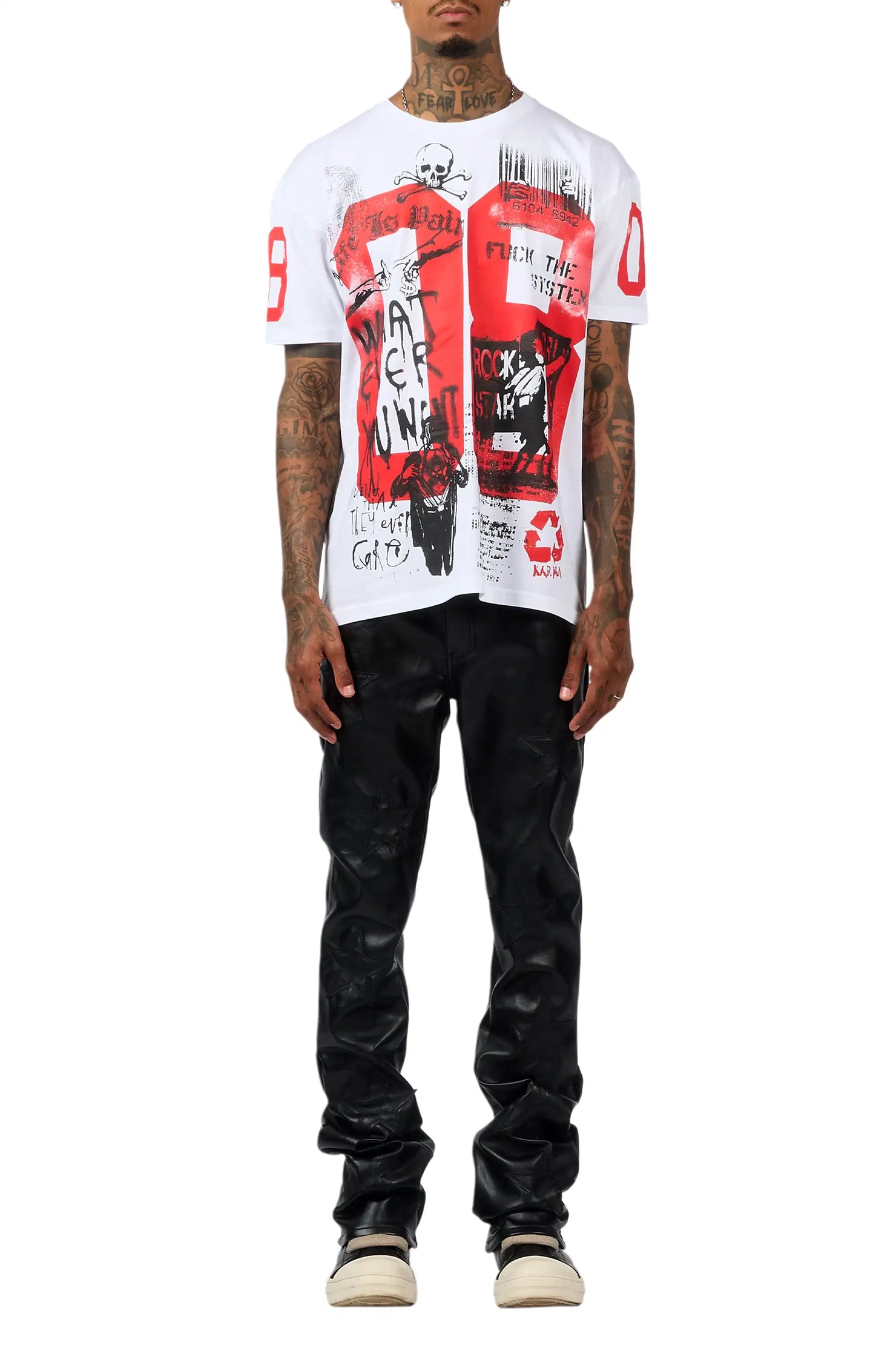 Steen Black/Black PU Stacked Flare Jean