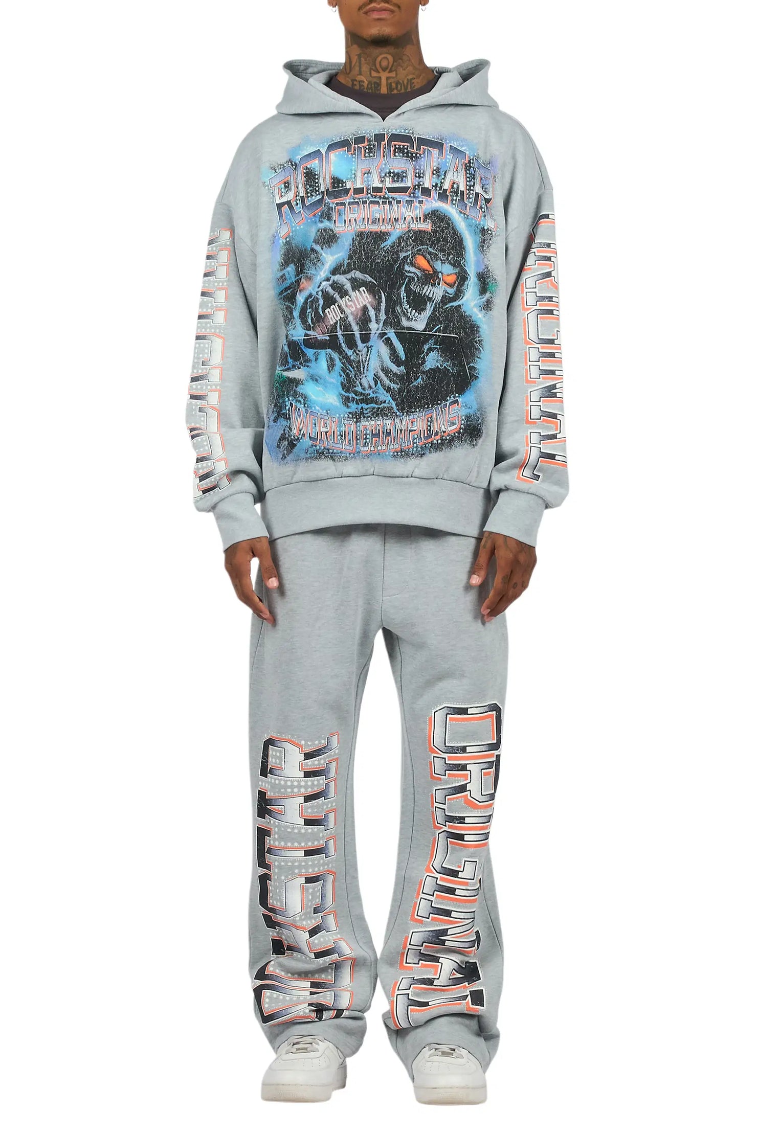 Kross Heather Grey Hoodie/Baggy Pant Track Set