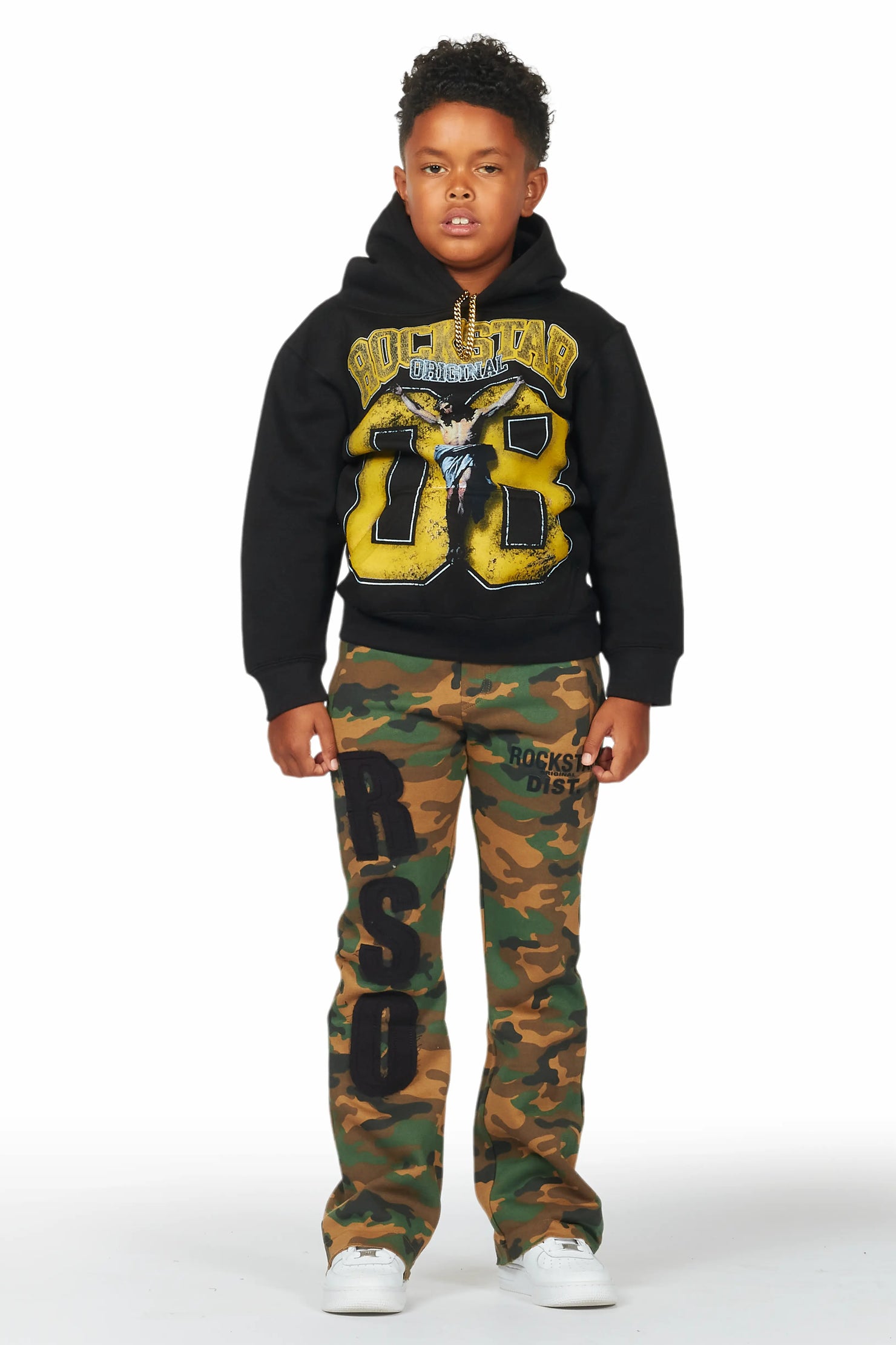 Boys Bansi Faded Camo Stacked Trackpant
