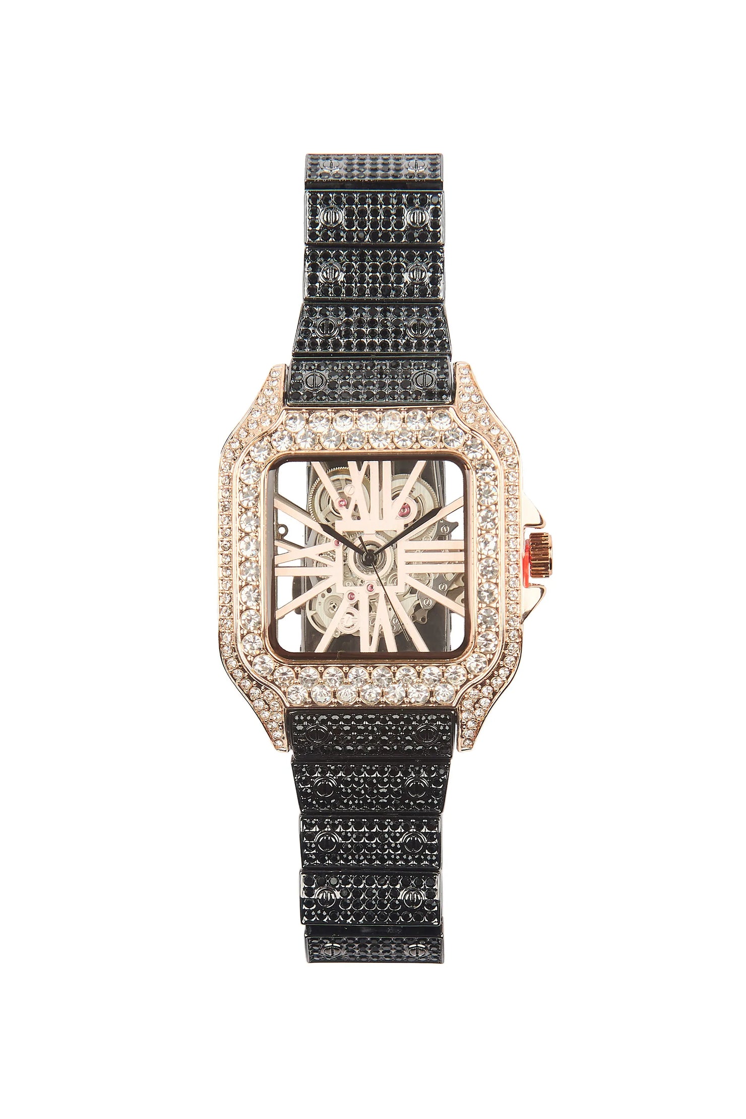 Brandt Black/Rose Gold Bling Watch