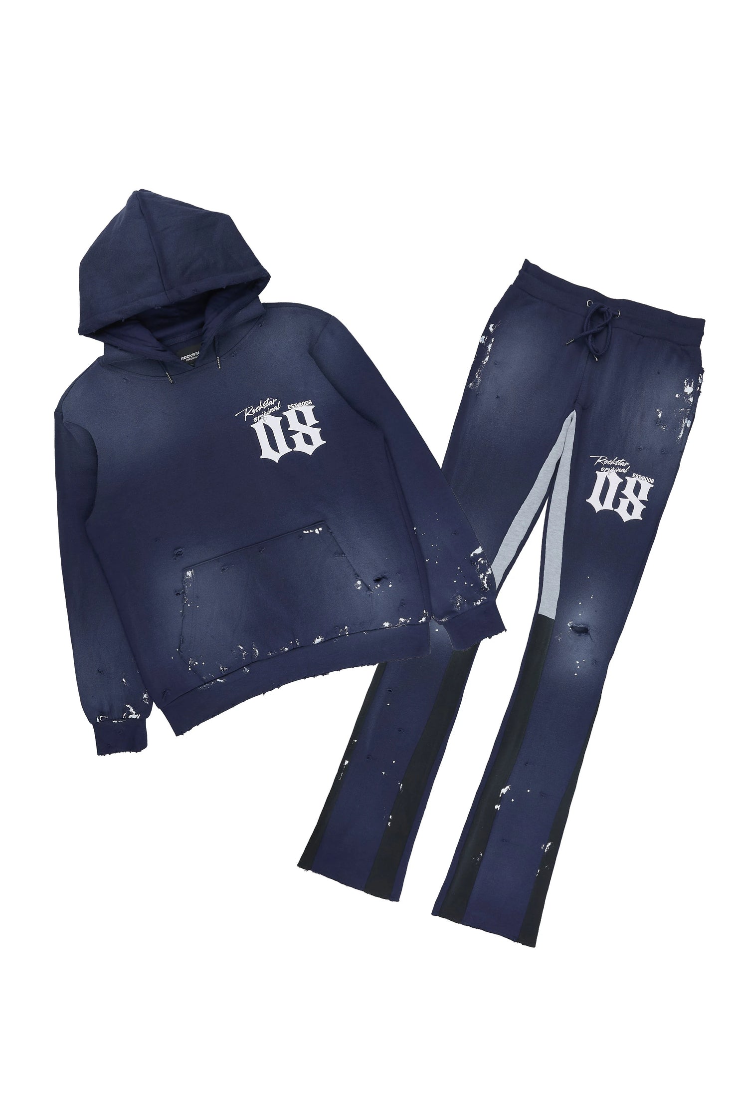 Cipher Navy Hoodie/Stacked Flare Pant Track Set