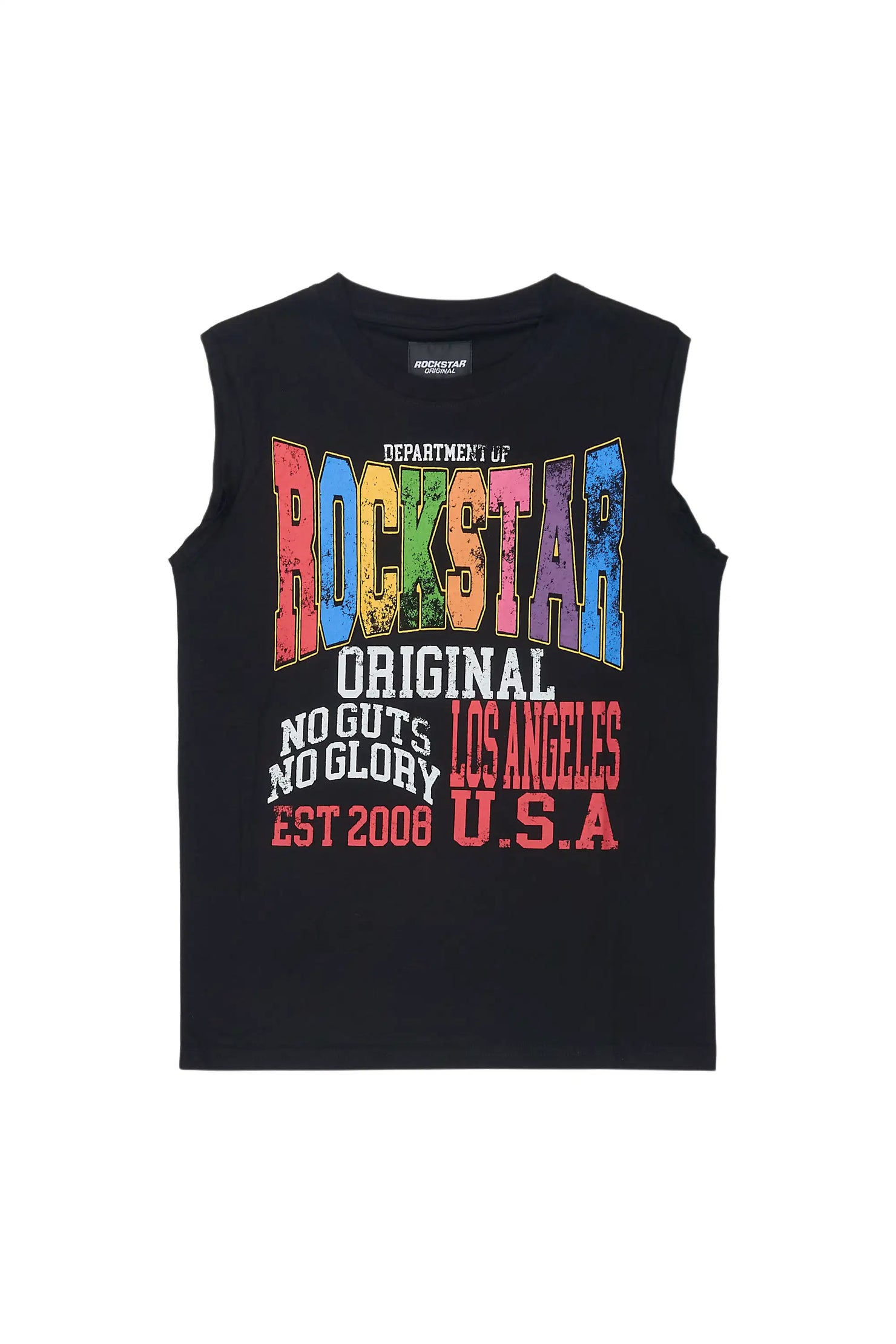 Boys Keen Black Cut Off Graphic T-Shirt