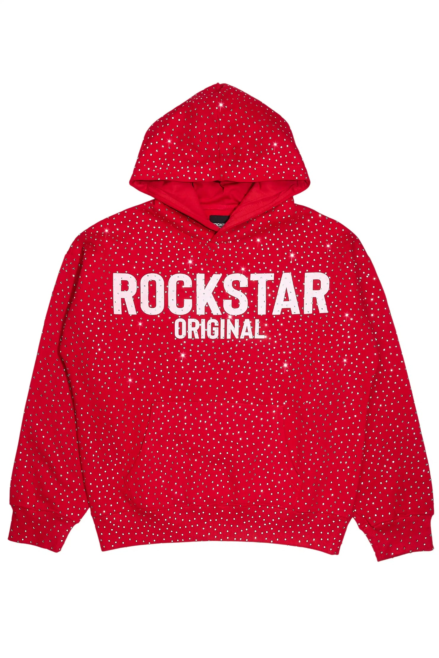 Crystiq Red/White Rhinestone Oversized Hoodie