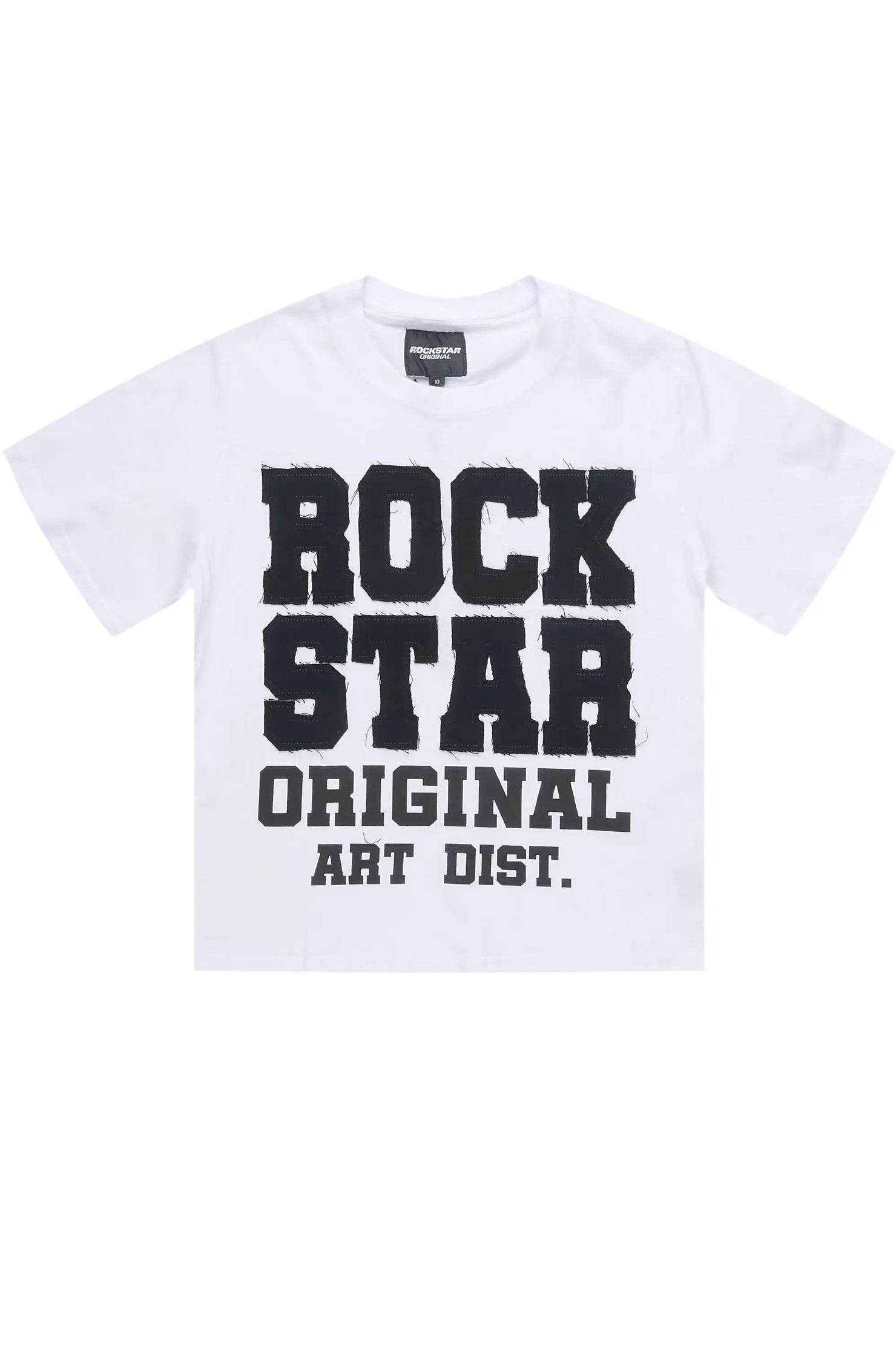 Boys Yulian White Patch Stitched Graphic T-Shirt
