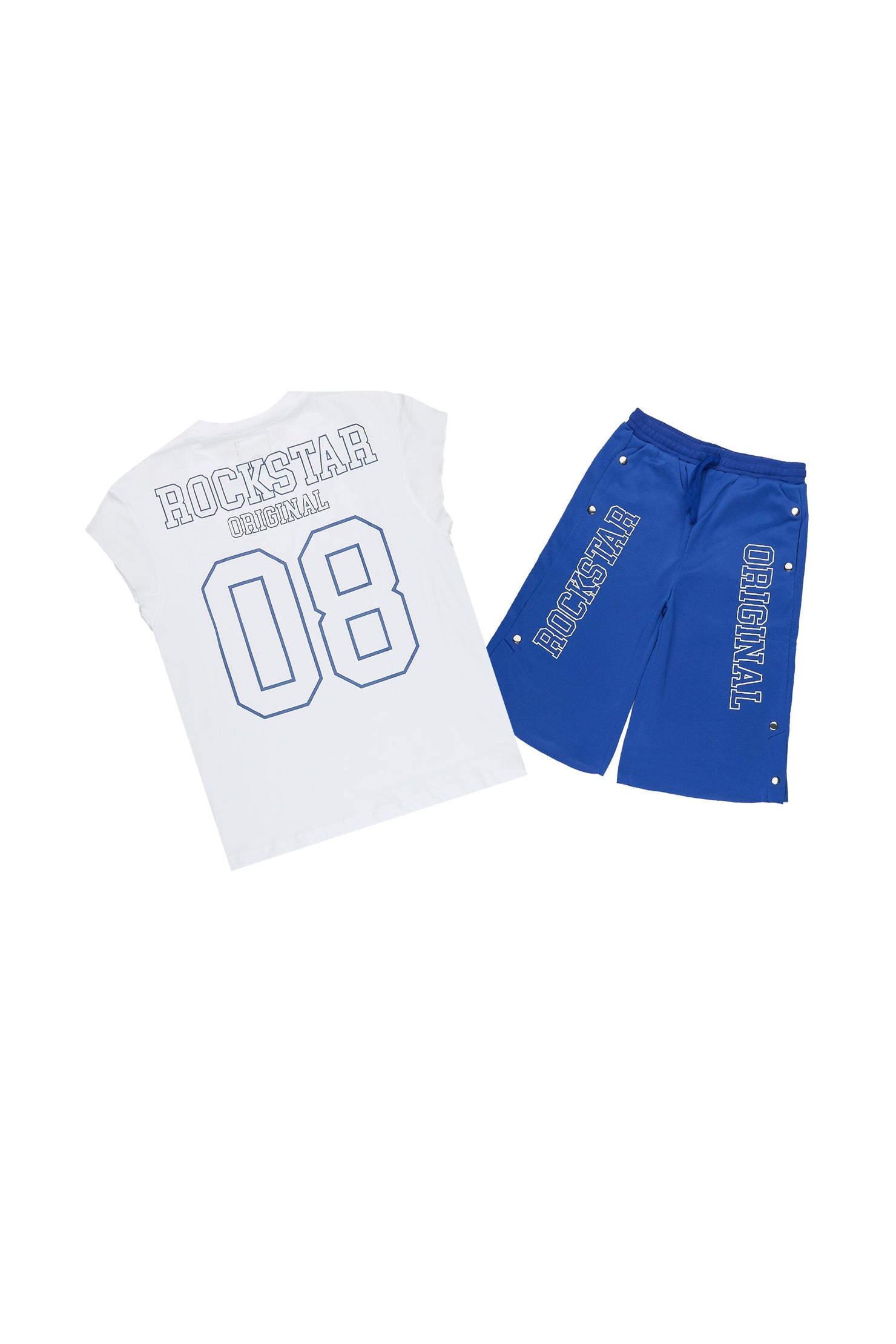 Boys Lusent White/Blue Muscle Tee/Jort Set