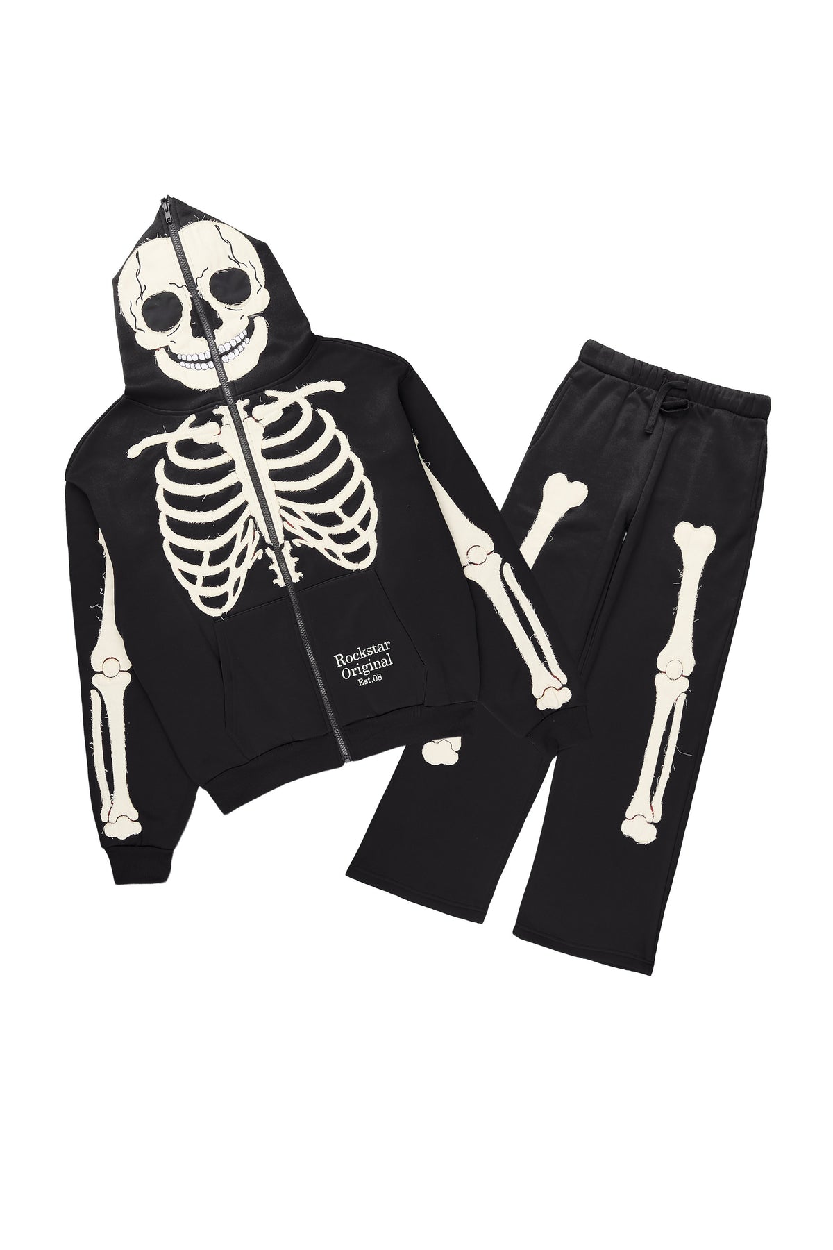Boys Scathe Black Patch Zip Up/Baggy Track Set