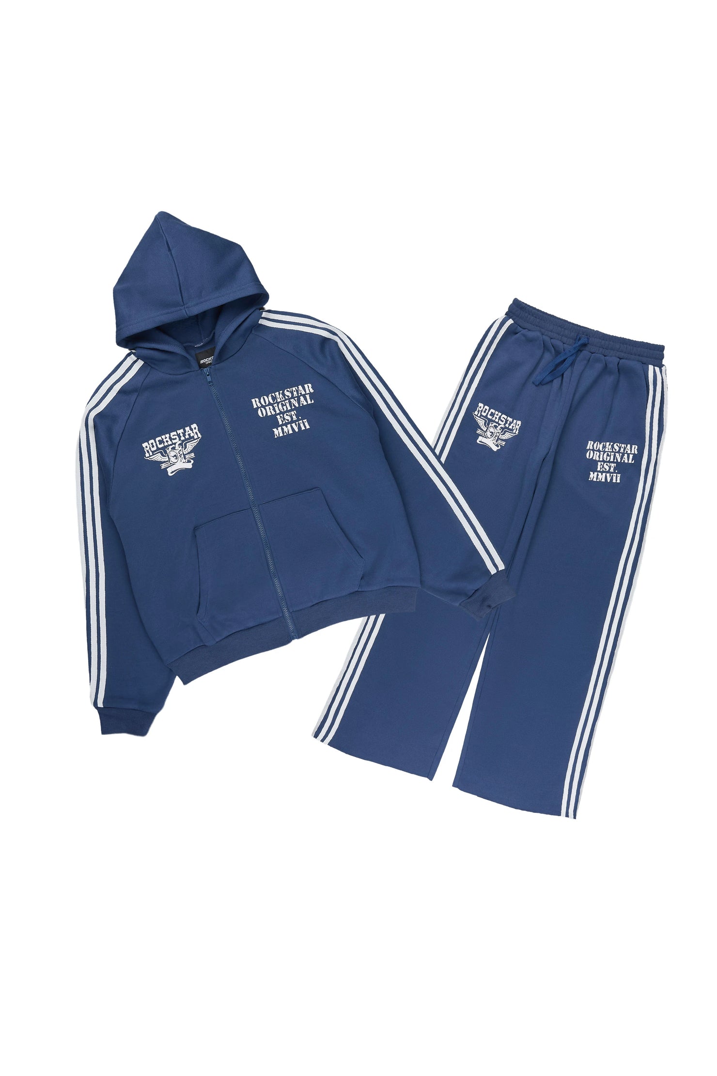 Boys Manier Navy/Cream Zip Up Hoodie Relaxed Pant Track Set