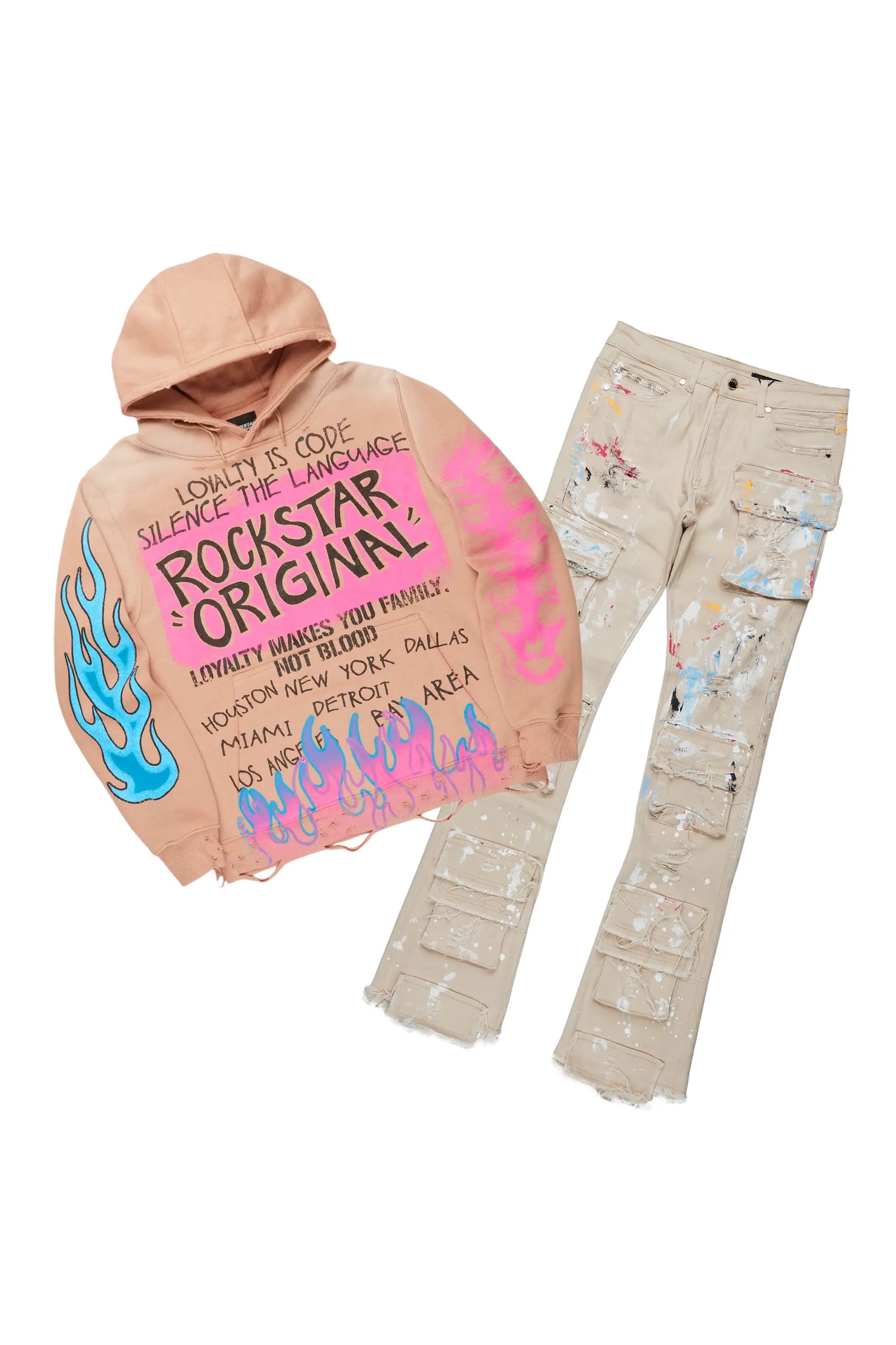 Beno Khaki Hoodie & Orien Stacked Flare Jean Bundle