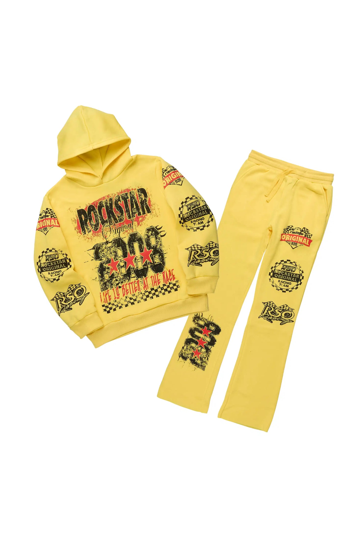 Boys Racing Grunge Yellow Stacked Track Set