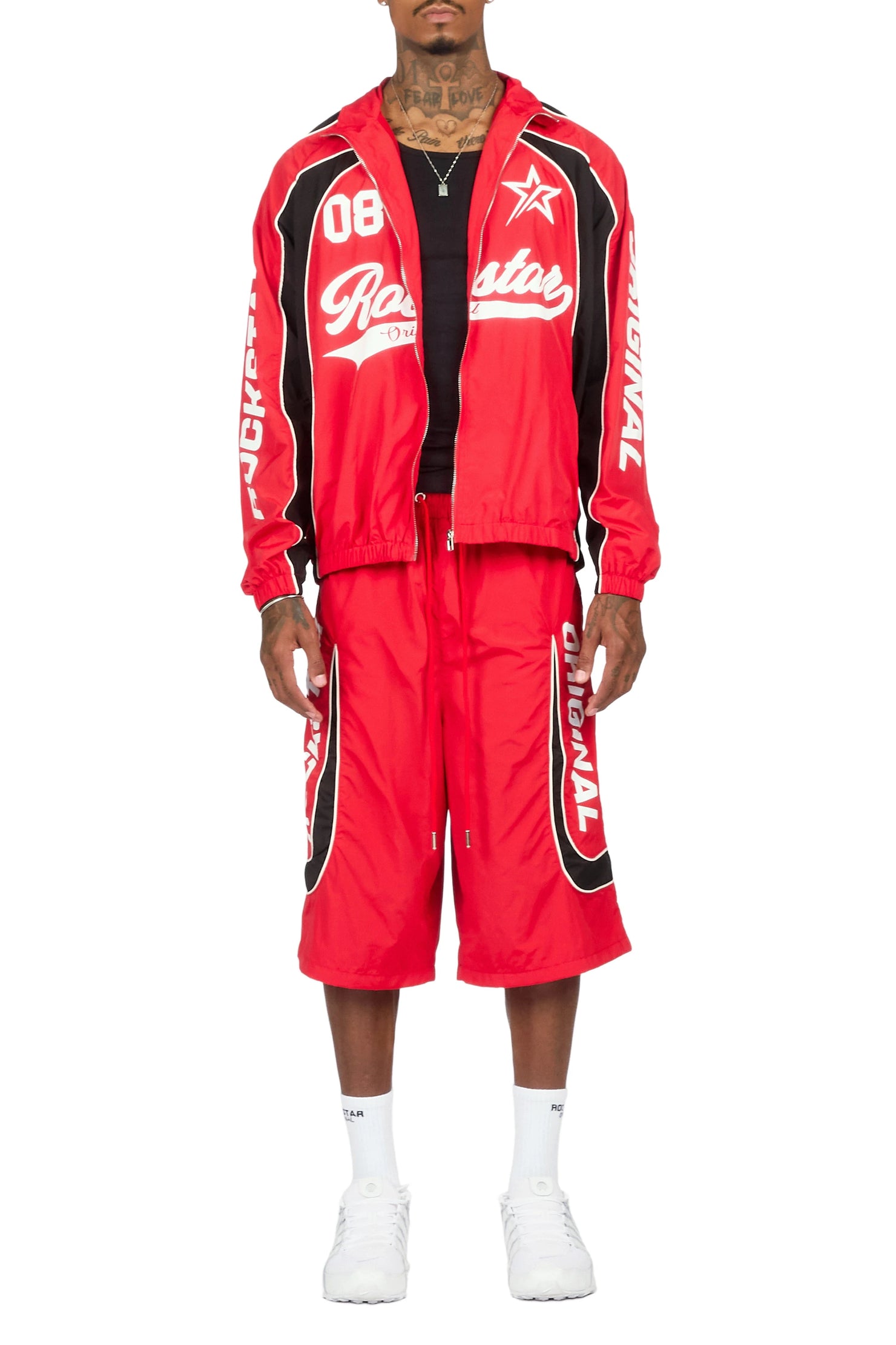 Winich Red Windbreaker Short Set