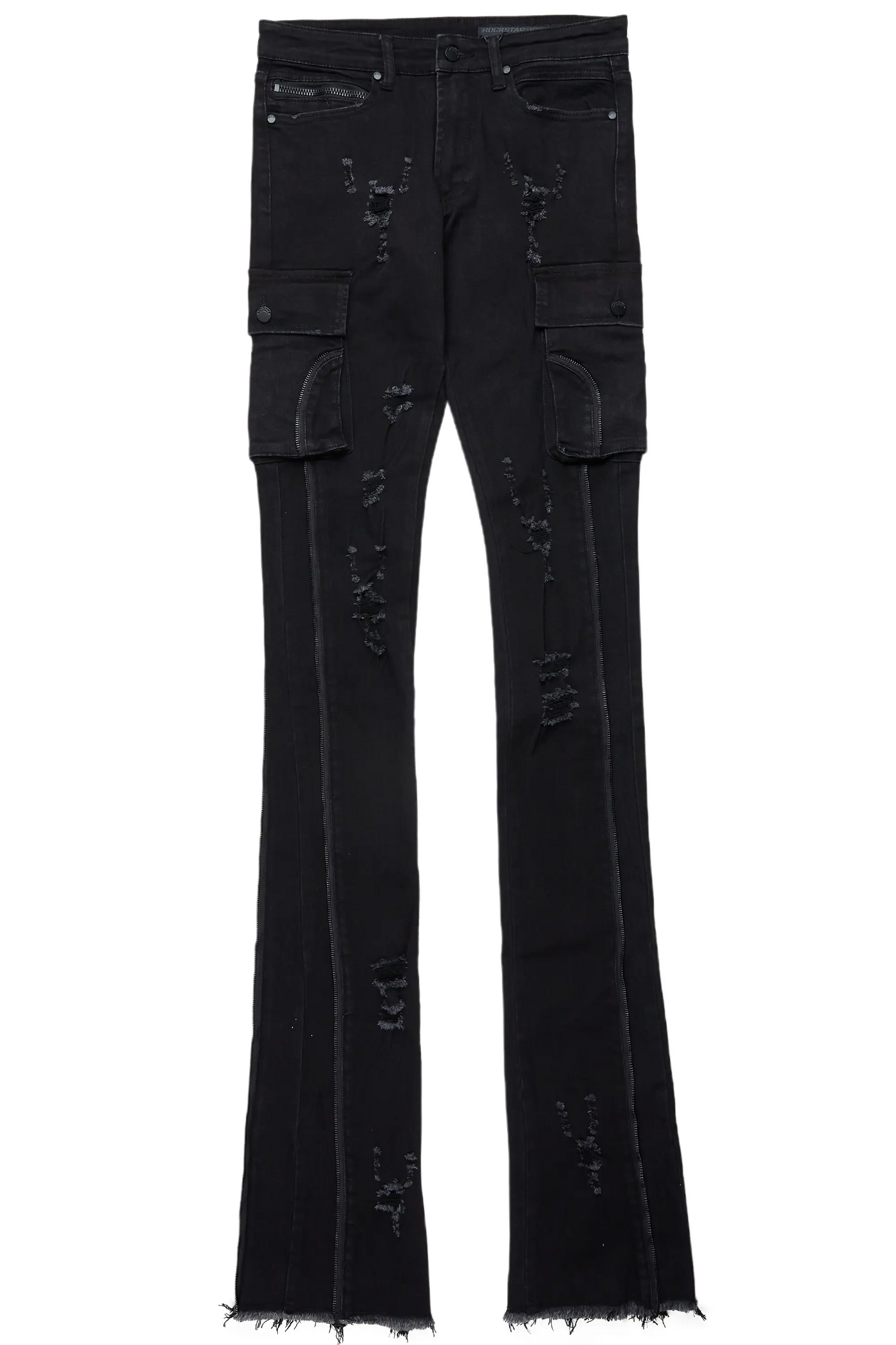 Hutch Black Super Stacked Flare Jean