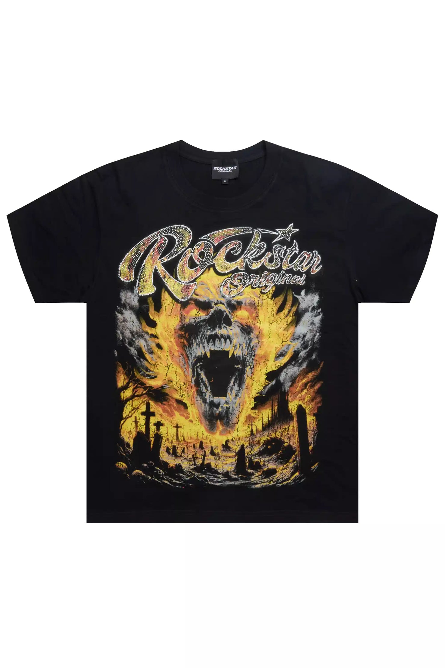 Brun Black Graphic Rhinestone T-Shirt