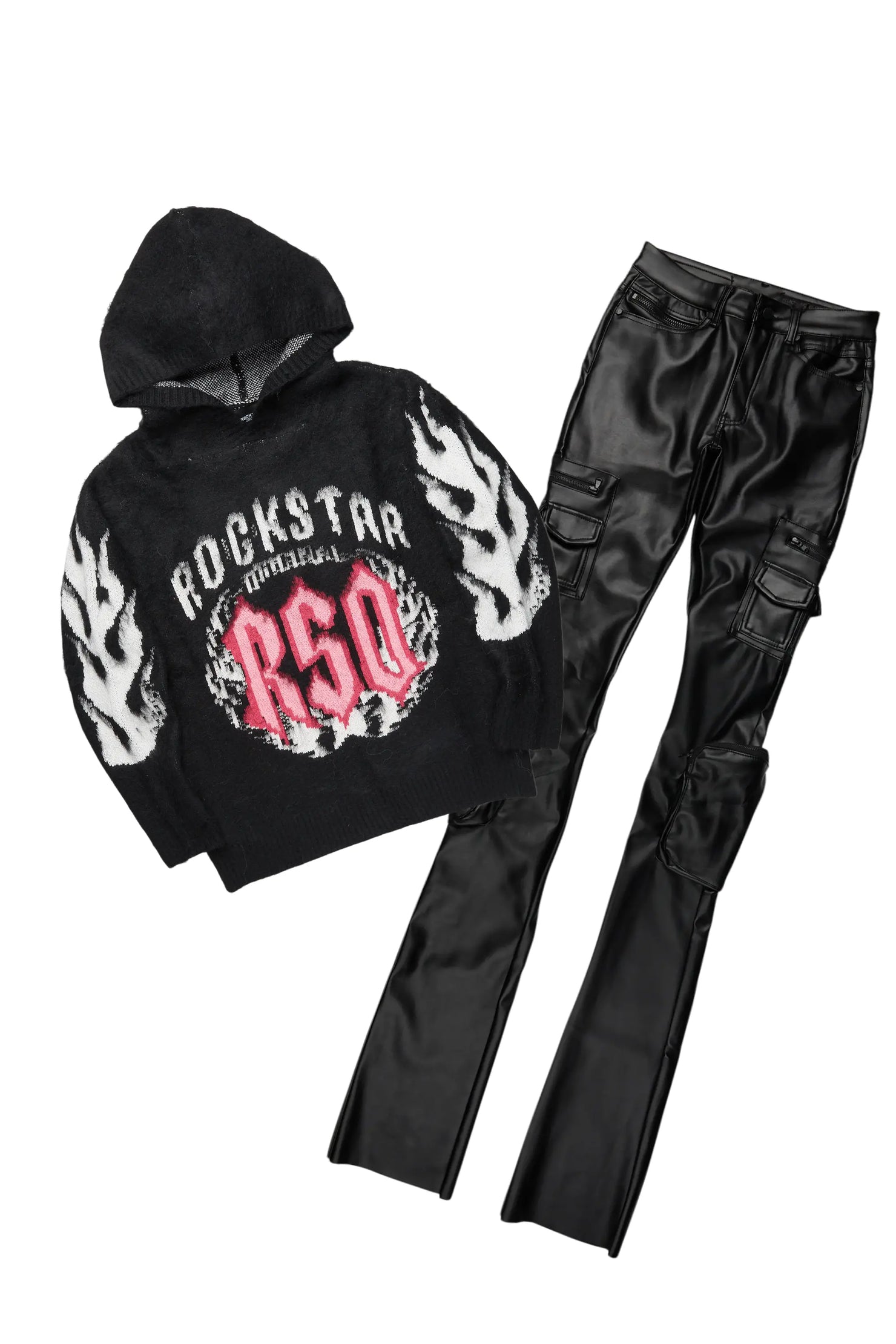 Boaz Black Mohair Hoodie & Sutton Super Stacked Flare PU Jean Bundle