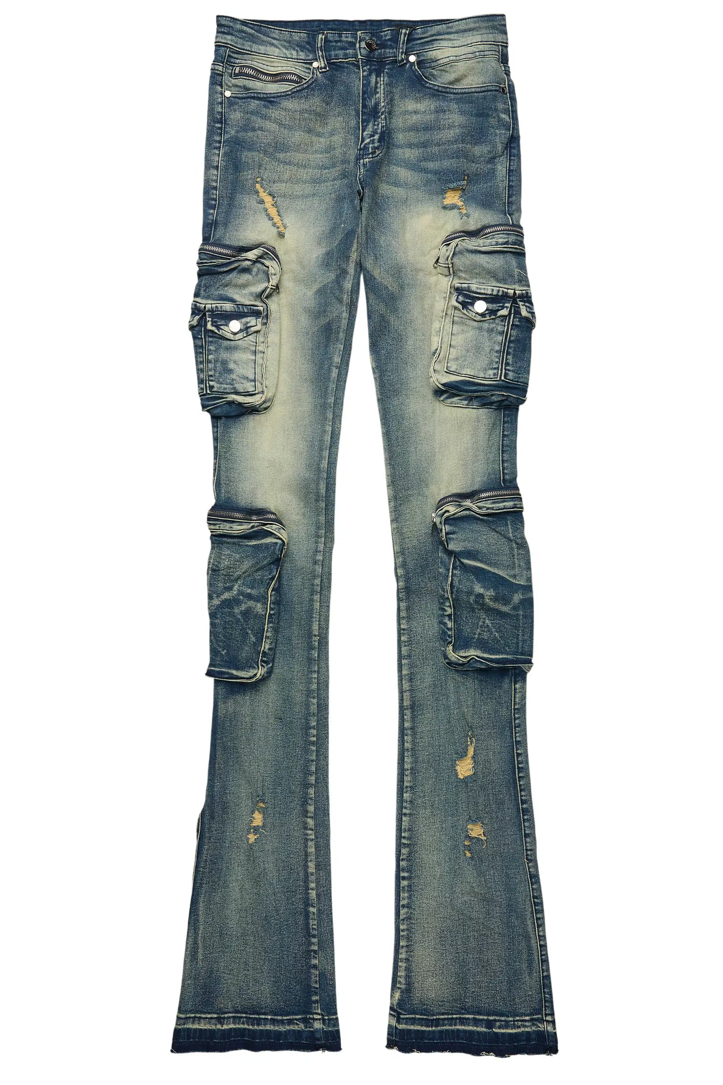 Allen Tint Blue Super Stacked Flare Jean