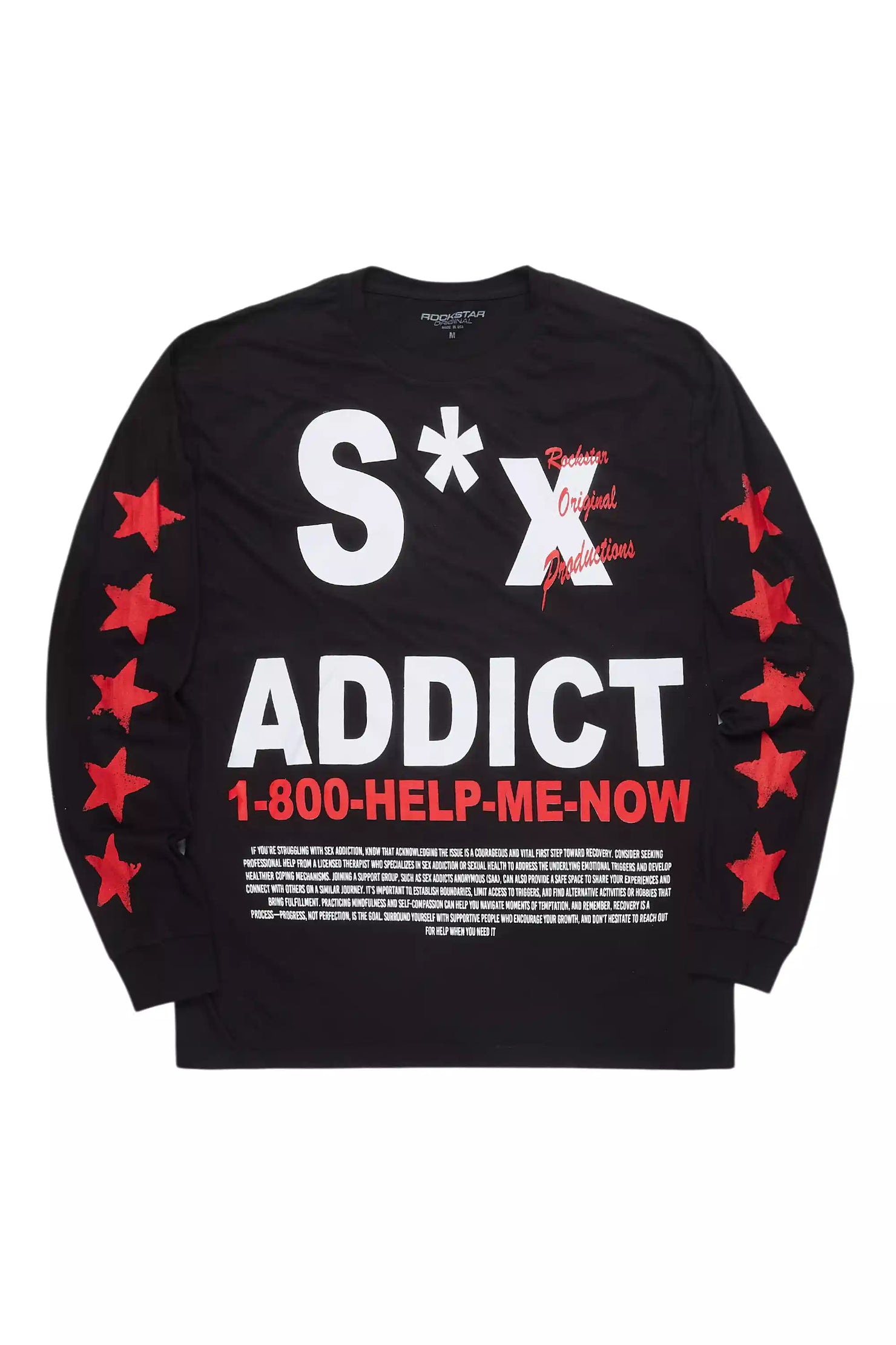 Addict Black/Red Long Sleeve Graphic T-Shirt