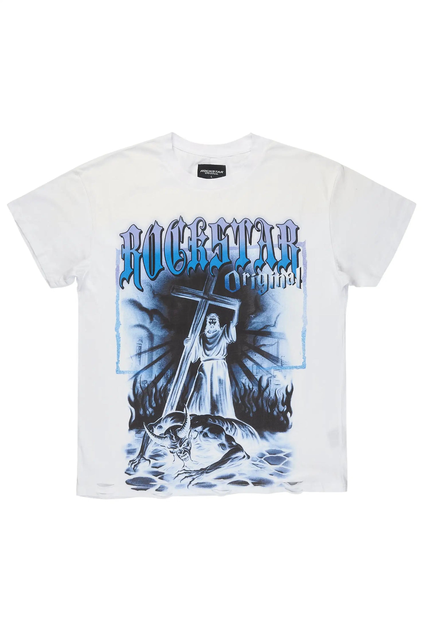 Renzo White Oversized Graphic T-Shirt
