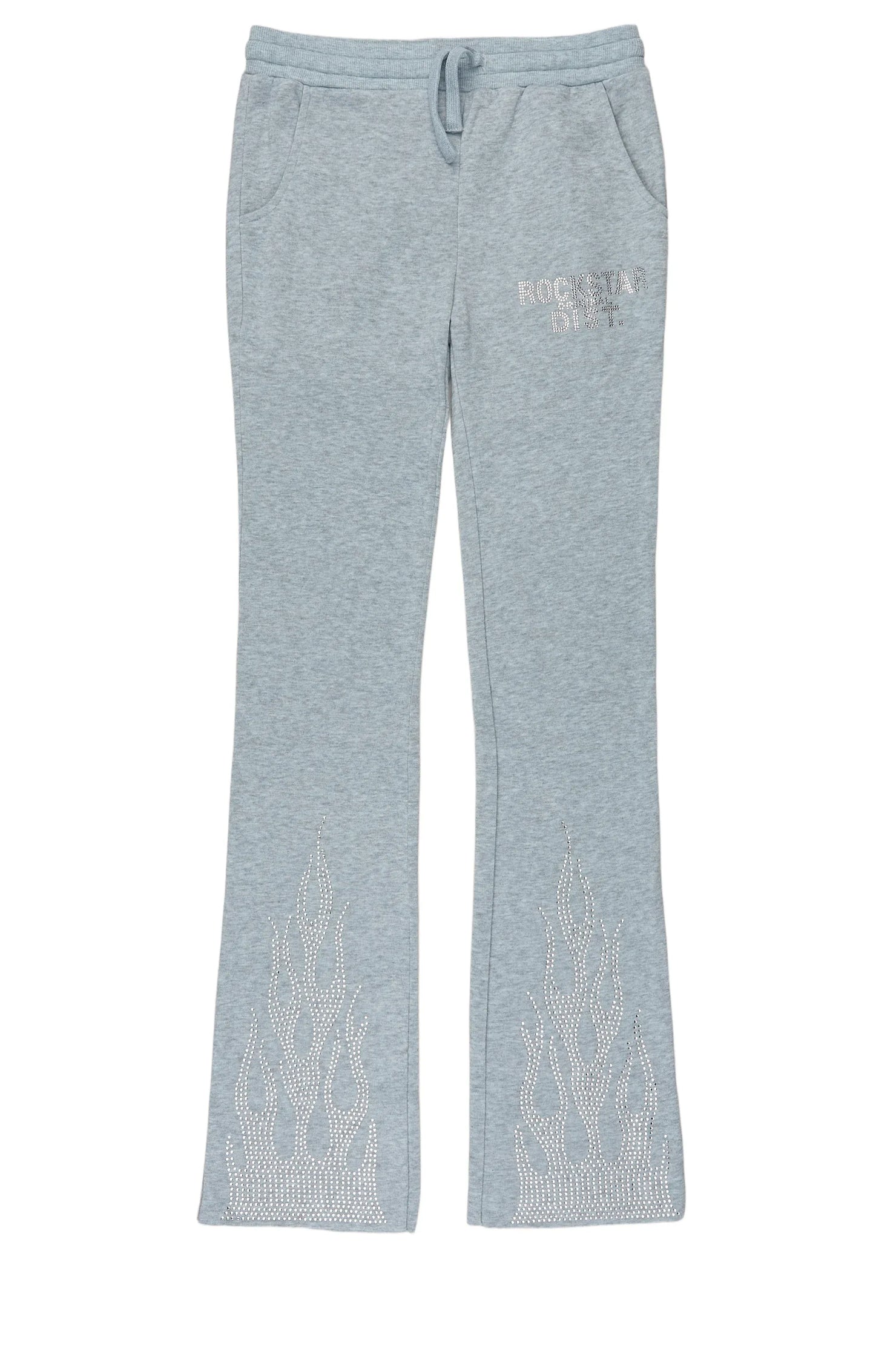 Boys Anastesio Heather Grey Rhinestone Stacked Track Pant