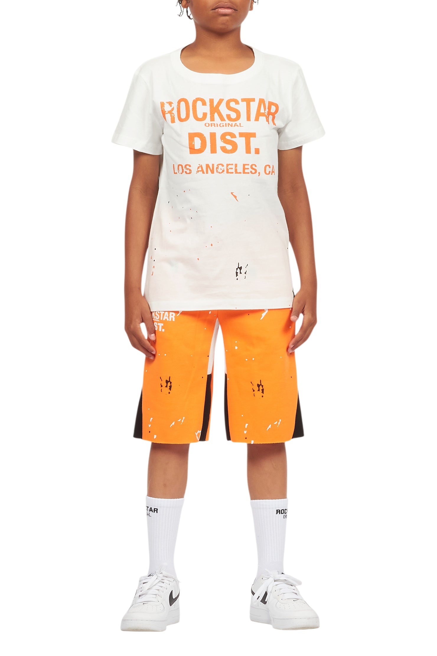 Boys Scottie White/Orange Short Set