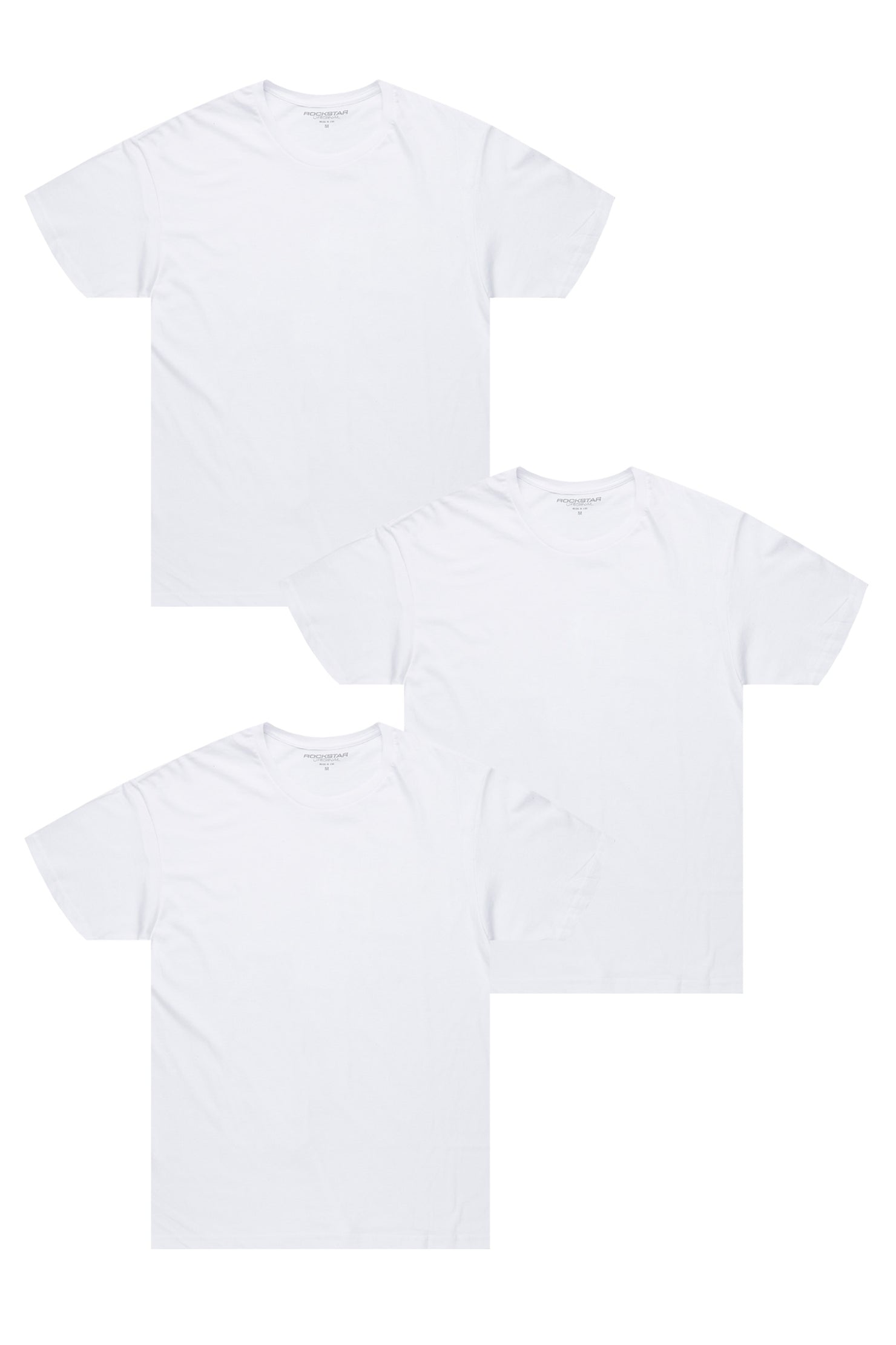 Basic Rockstar White 3 Pack Plain T-Shirts