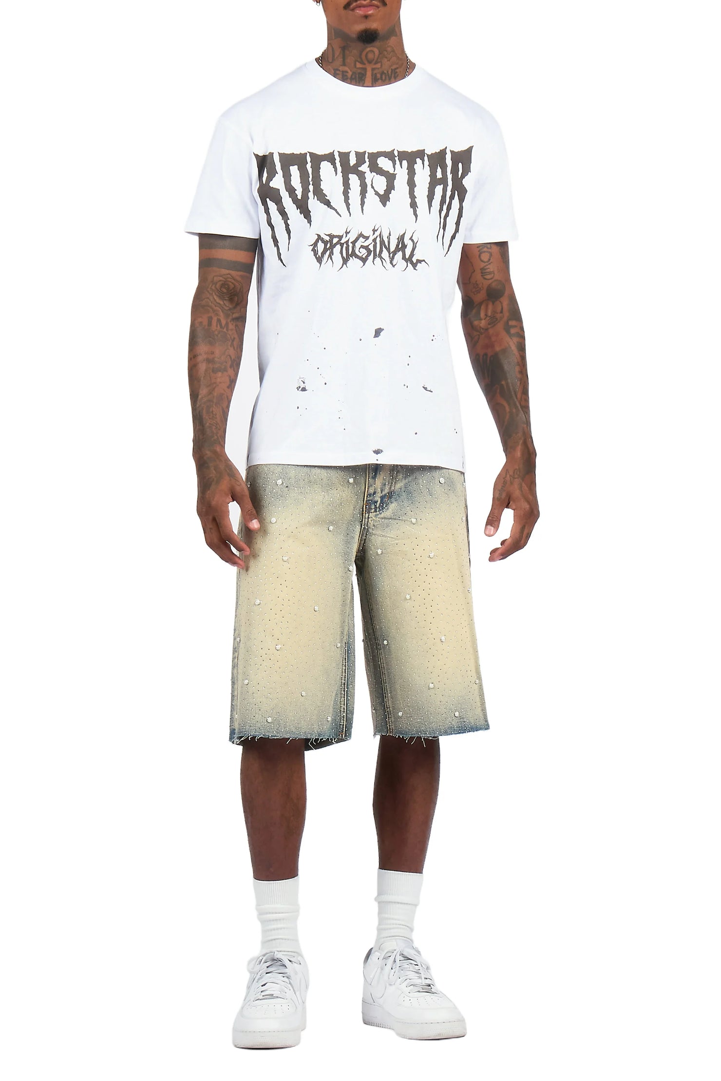 Rydell Blue Rhinestones Denim Short