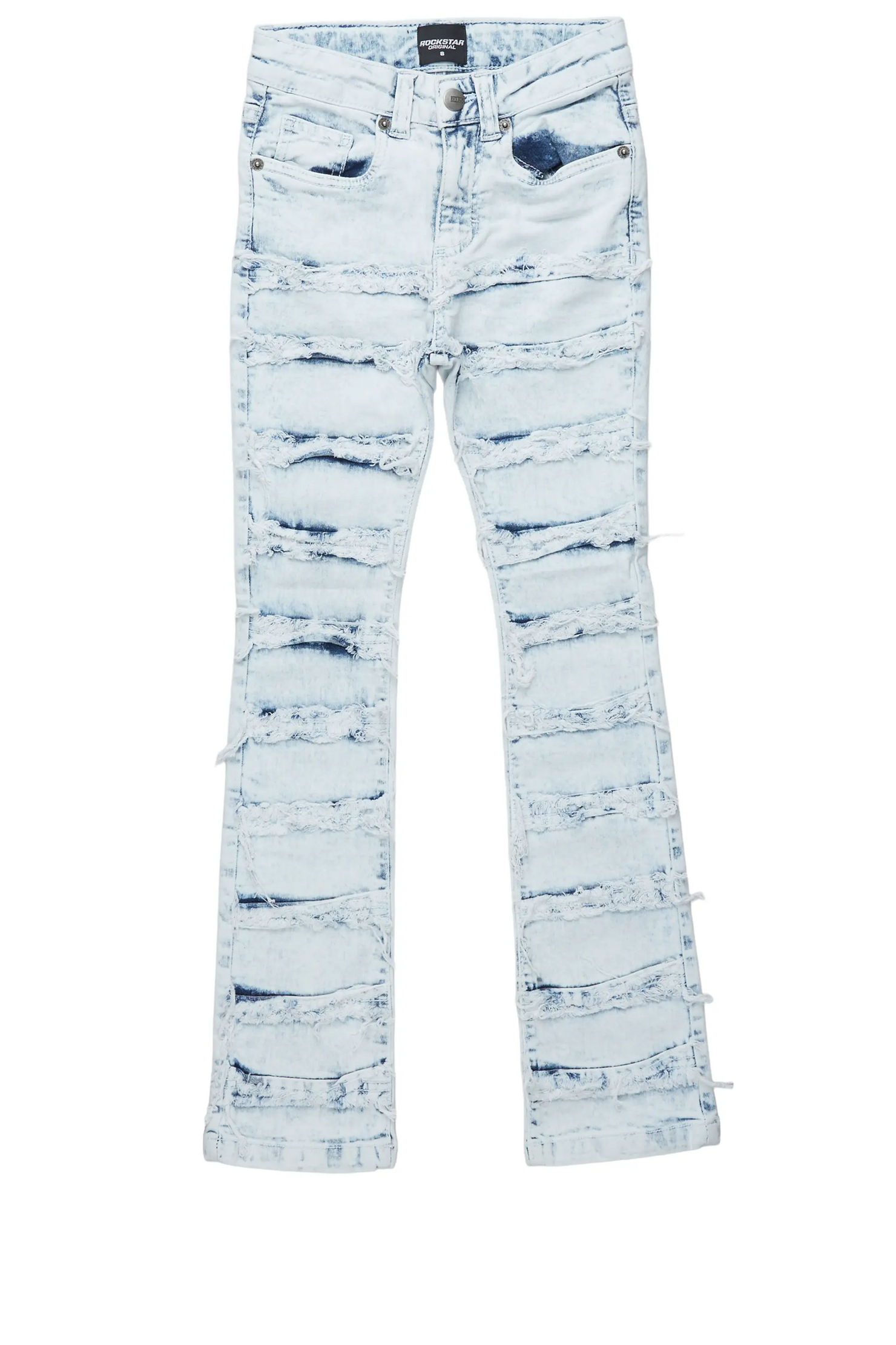 Boys Cullen Light Blue Frayed Stacked Flare Jean