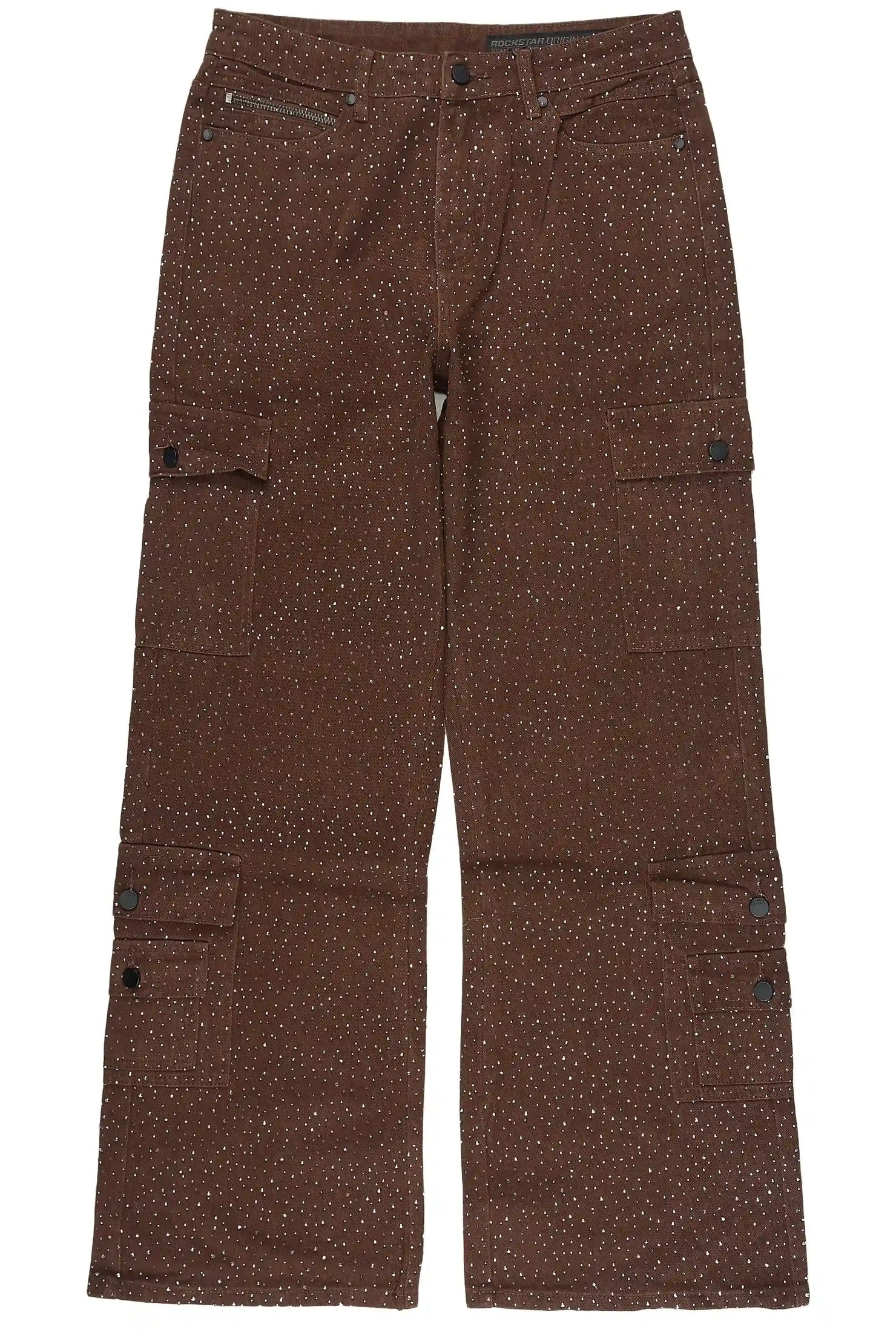 Aeson Brown Rhinestone Baggy Fit Jean