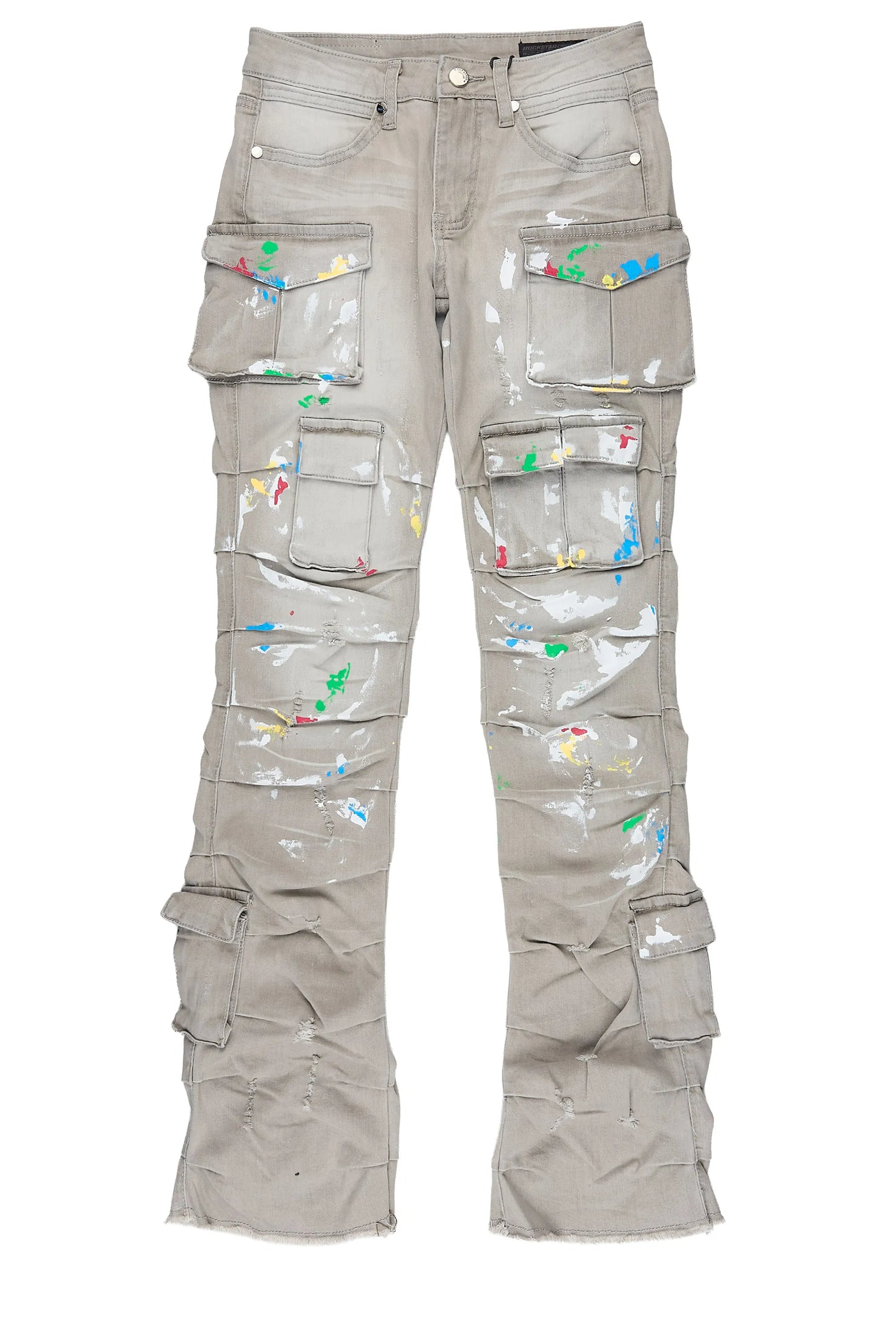 Boys Major Grey Stacked Painter Flare Jean