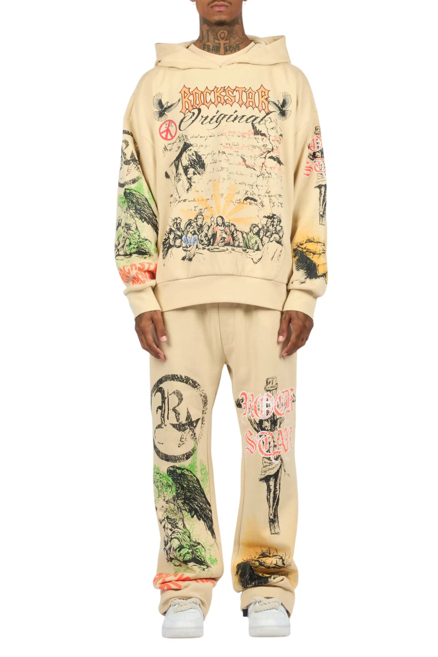 Suppersketch Beige Hoodie/Baggy Pant Track Set