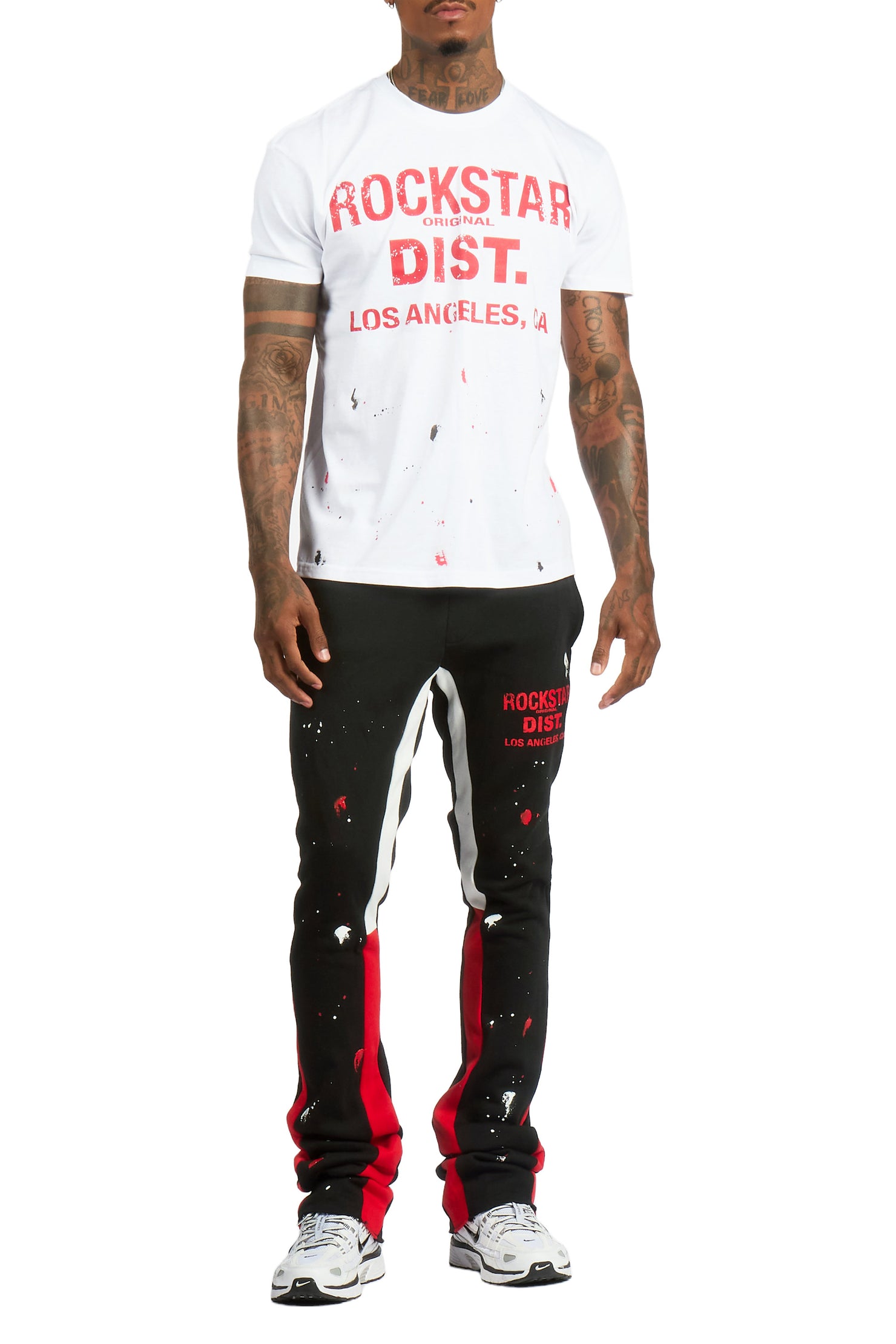 Scottie White/Black T-Shirt/Stacked Flare Track Pant Set
