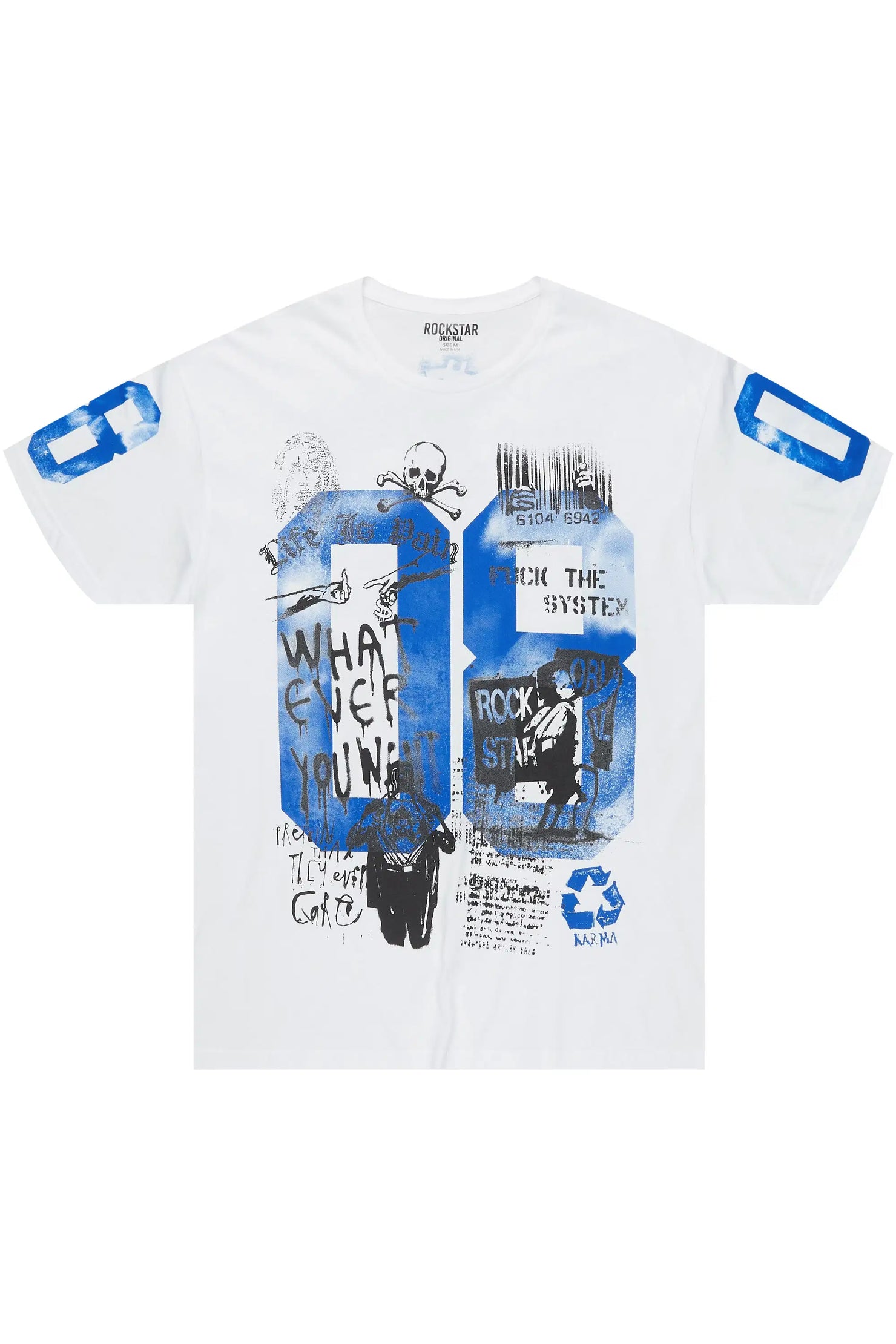 Grill 2.0 White/Blue Oversized Graphic T-Shirt