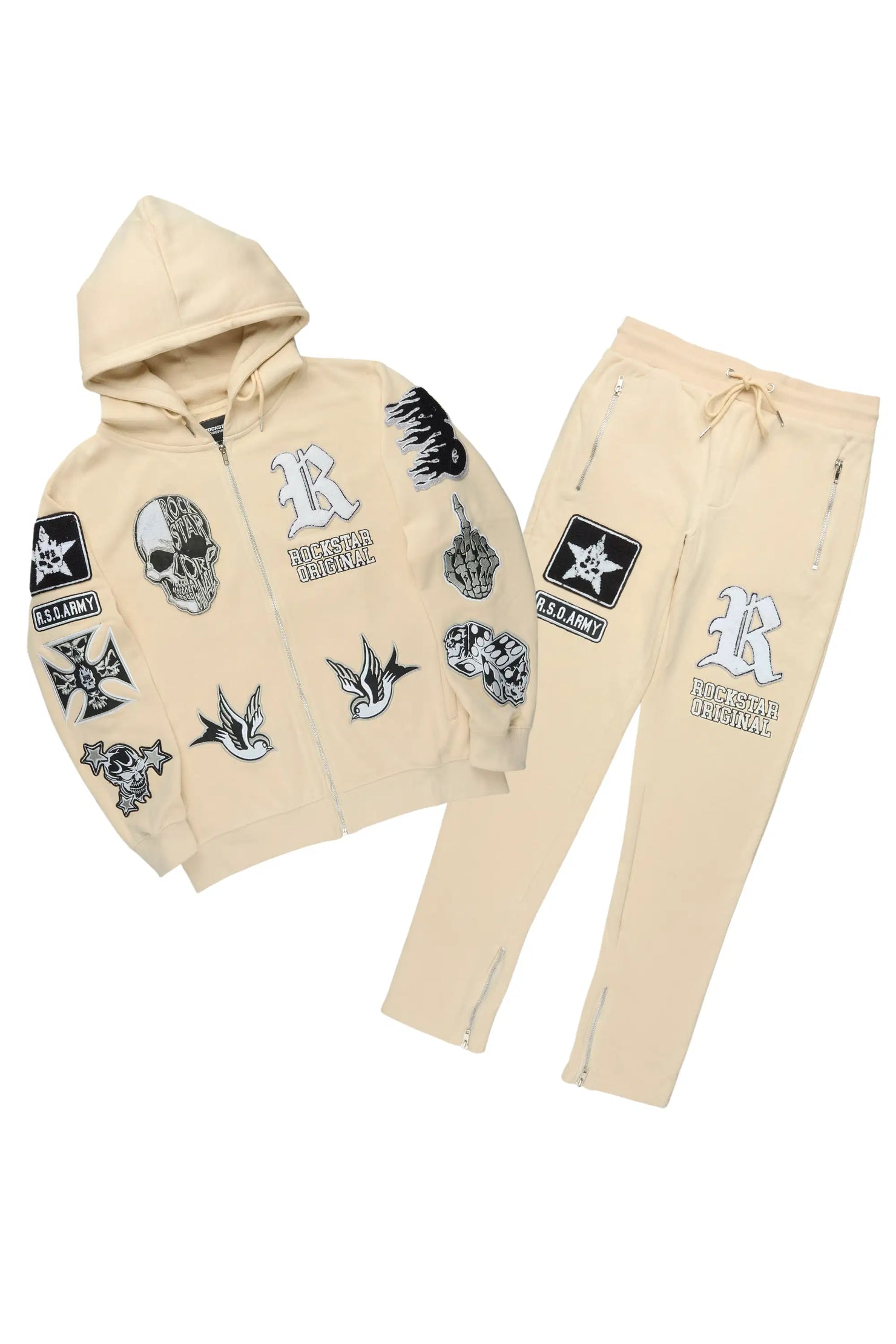 Vidar Beige Hoodie/Slim Fit Track Set