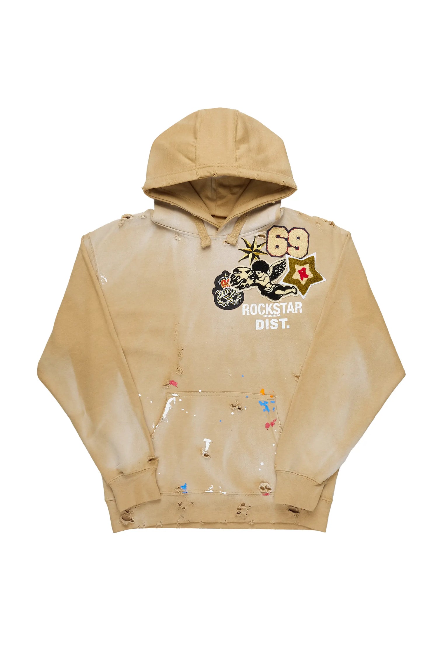 Samuel Beige Patchwork Graphic Hoodie