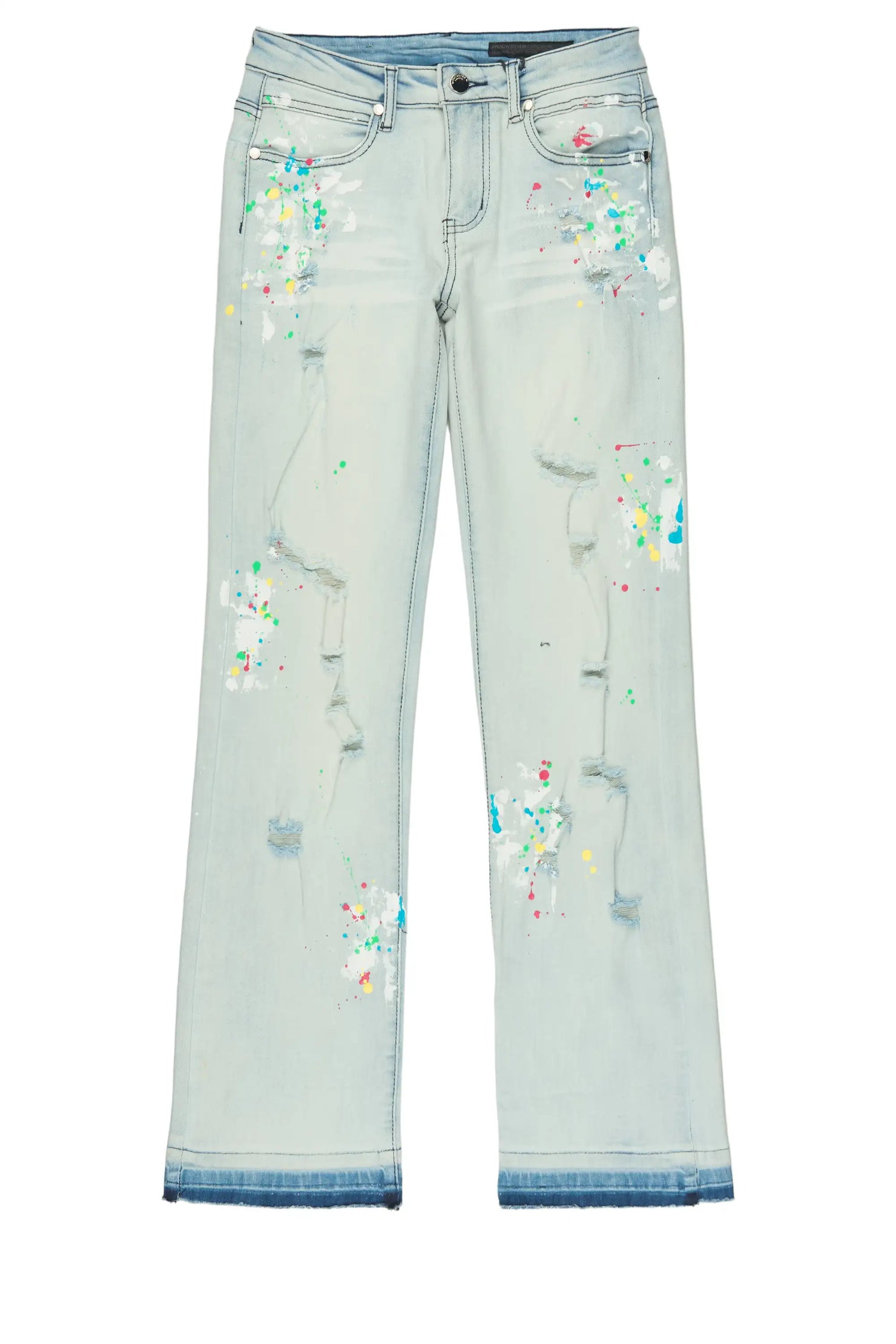 Boys Troy Blue/Multi Stacked Painter Jean