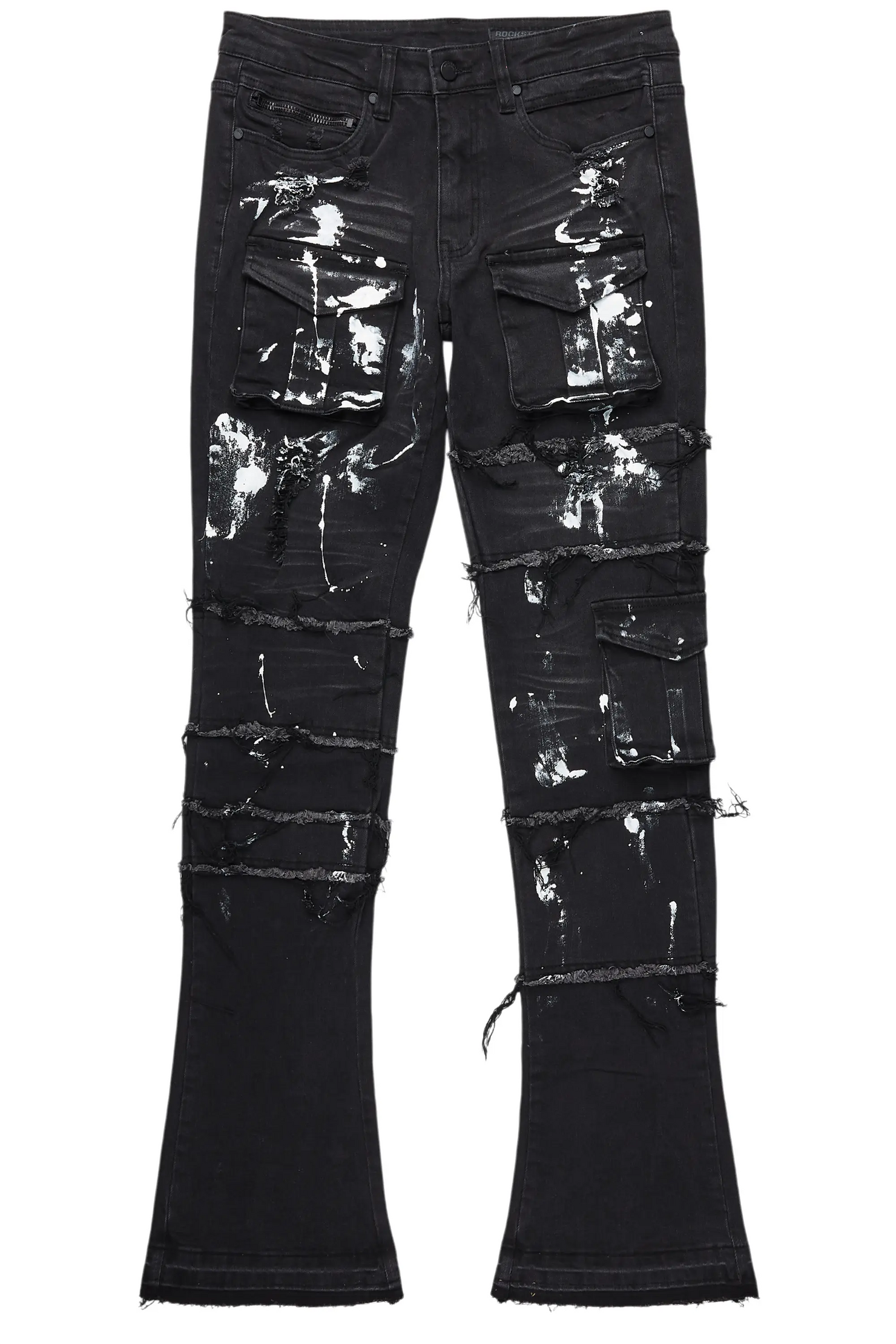 Folly Dark Grey Painter Stacked Flare Jean