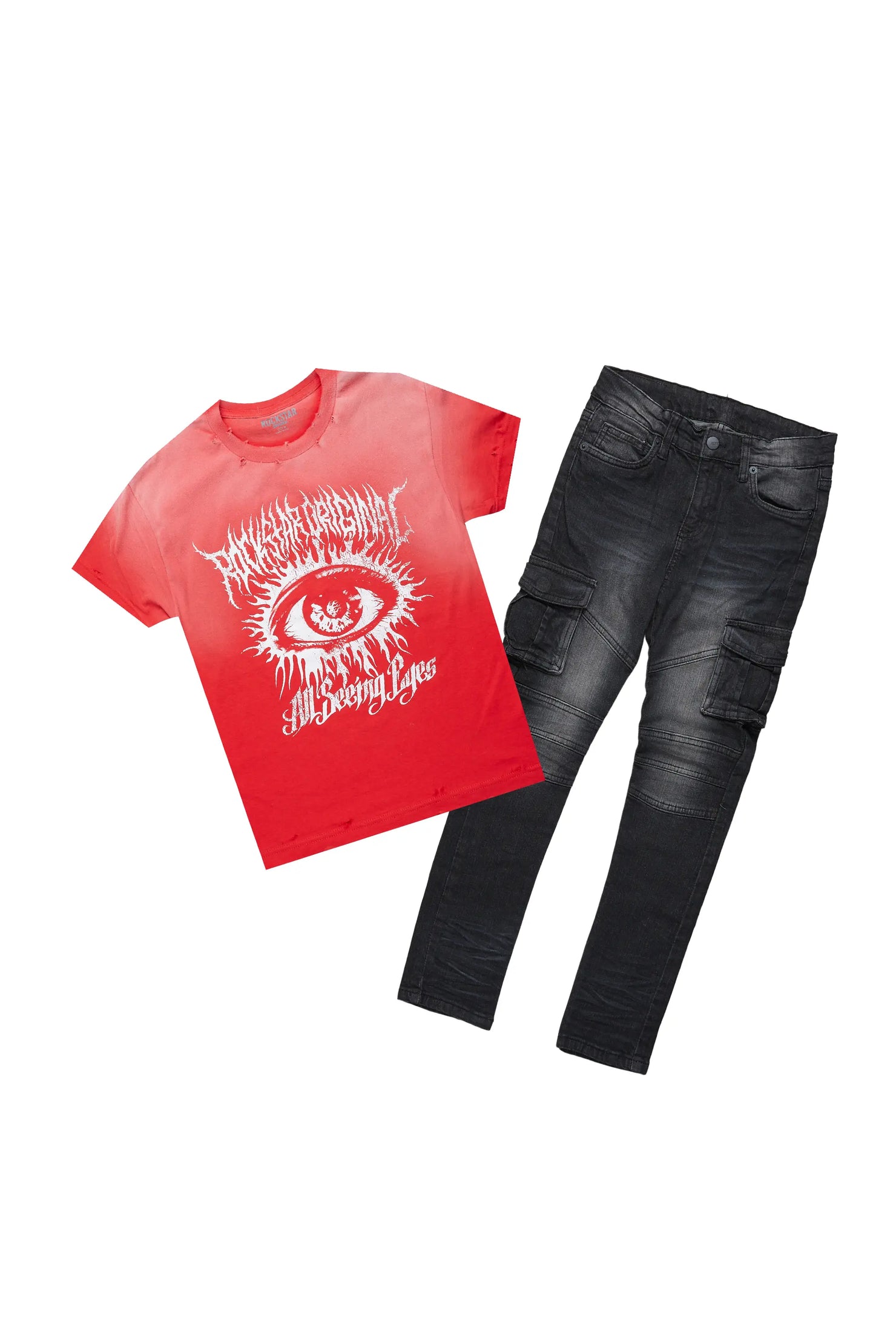 Boys Bail Red T-Shirt/Cargo Skinny Jean Set
