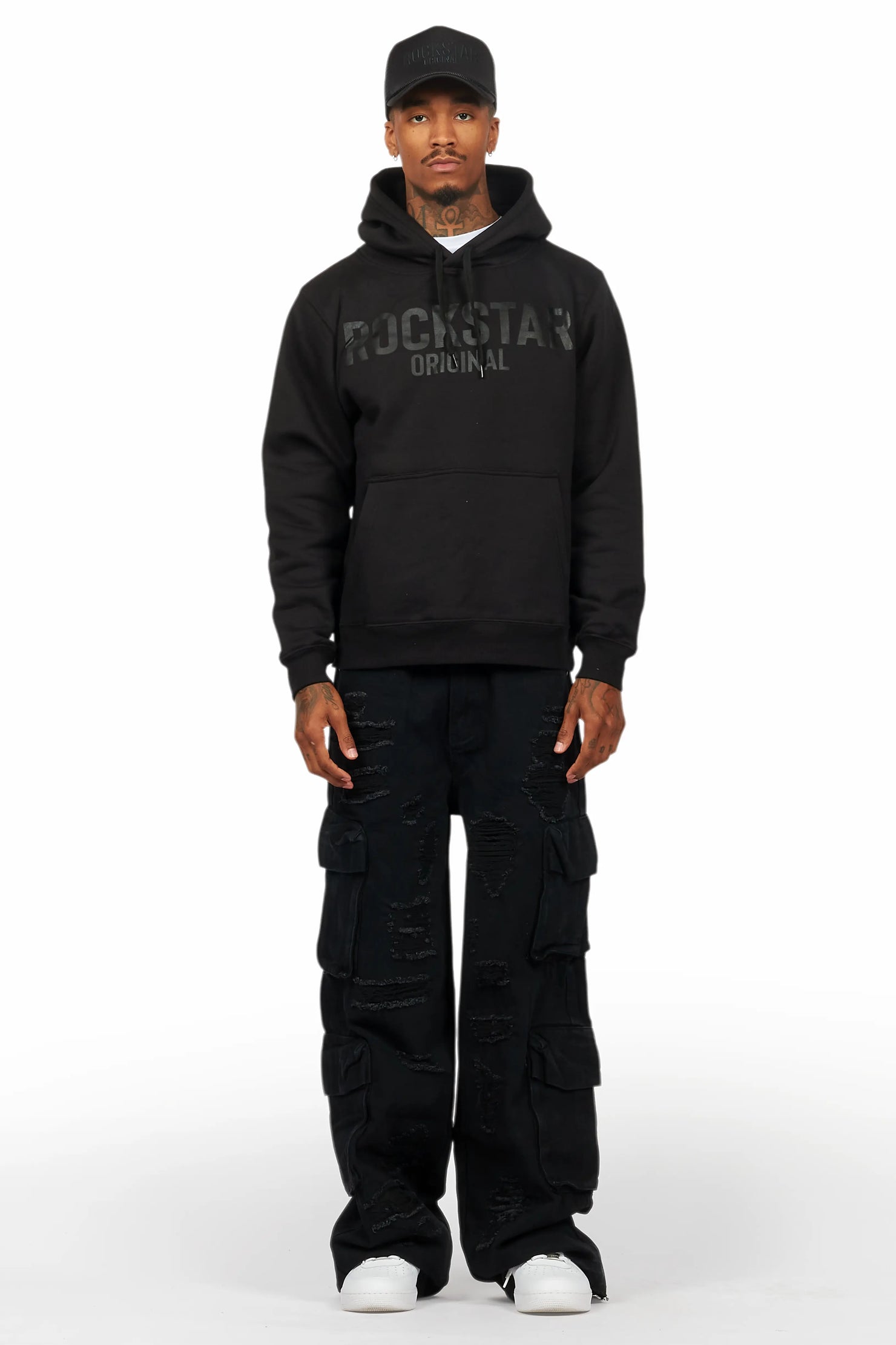 Basic Trio Black Stacked Flare Jean Set