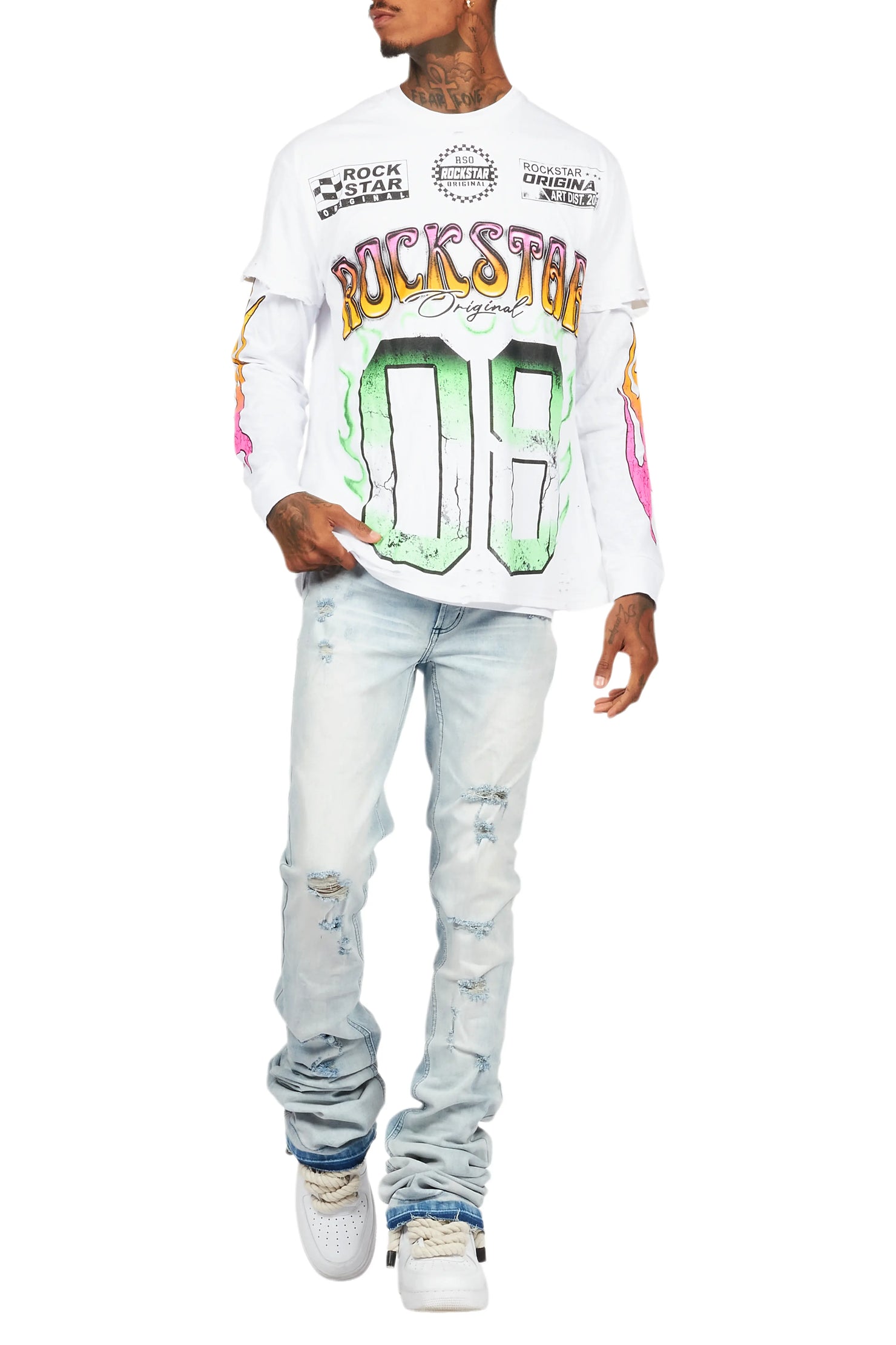 Quito White Double Layer Graphic T-Shirt