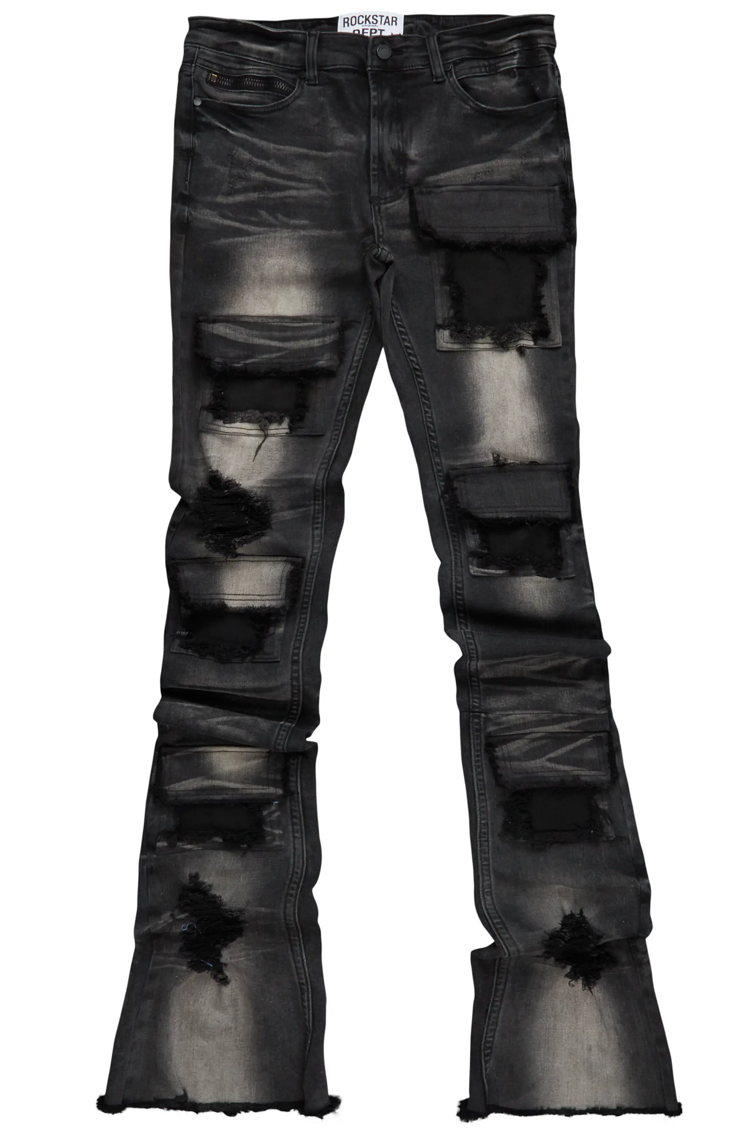 Pooja Black Super Stacked Flare Jean– Rockstar Original