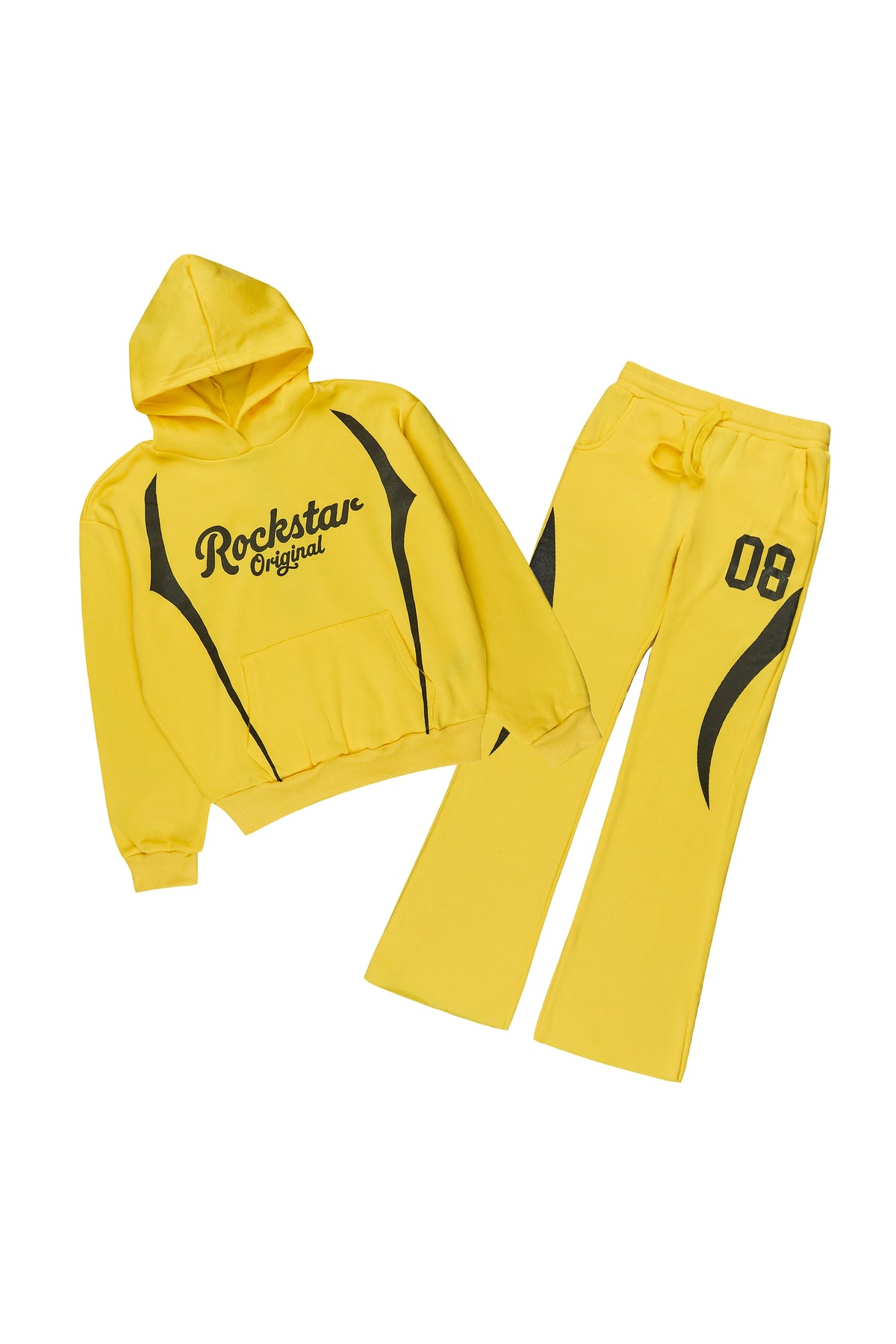 Boys Leon Yellow/Black Hoodie Stacked Track Set
