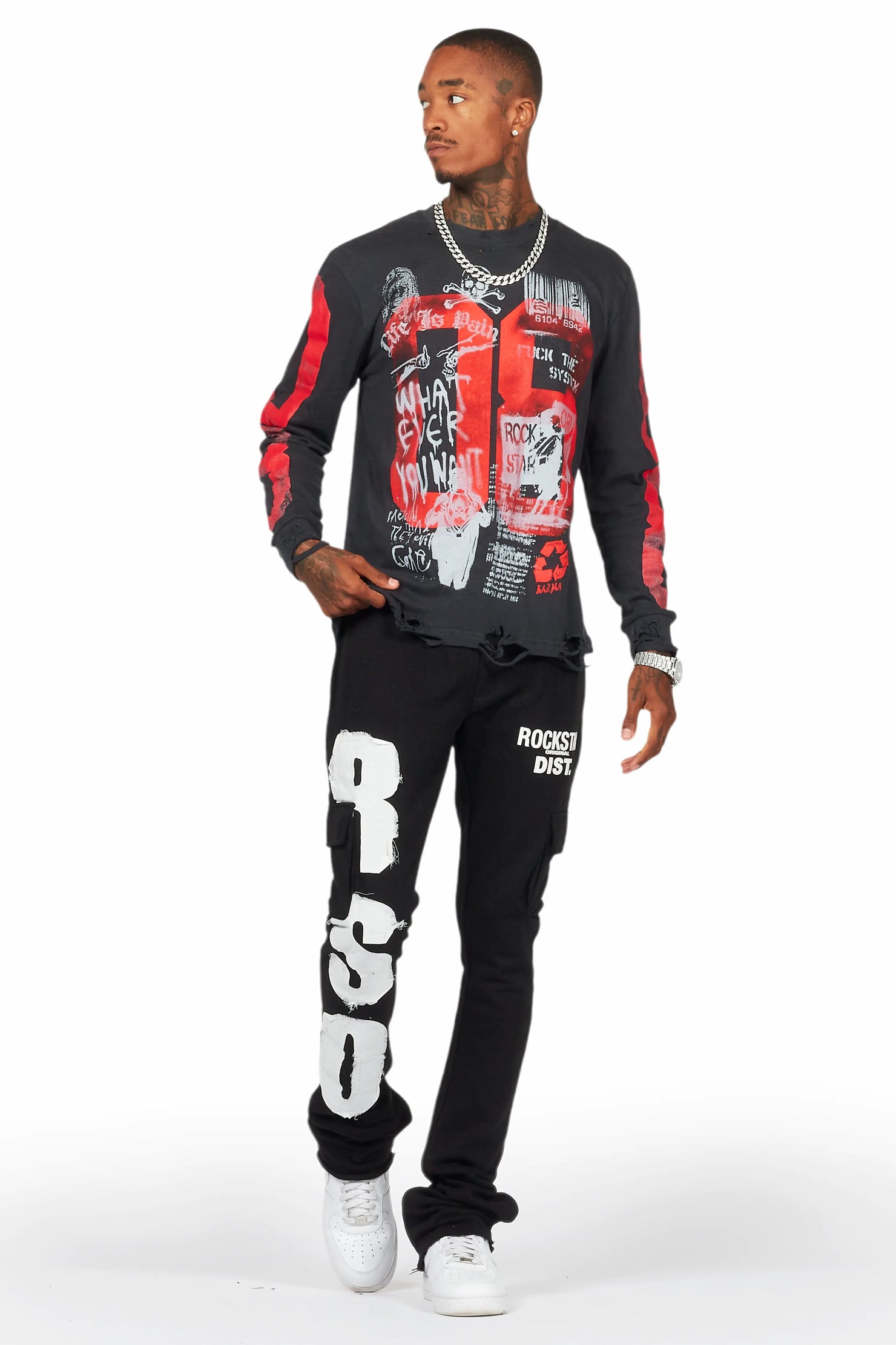 Admir Black Stacked Flare Pant