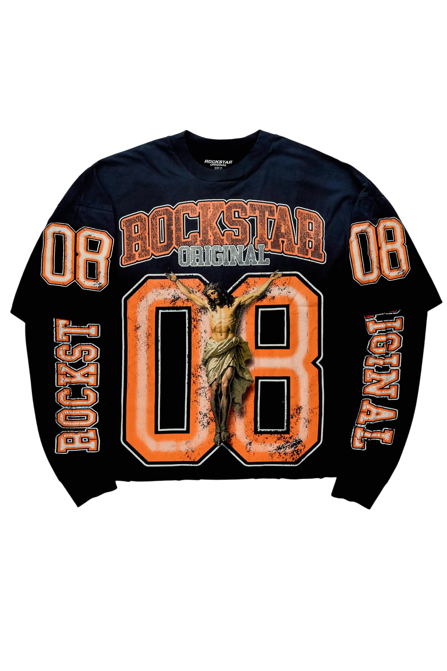 Fields Black/Orange Double Layer Long Sleeve Graphic T-Shirt