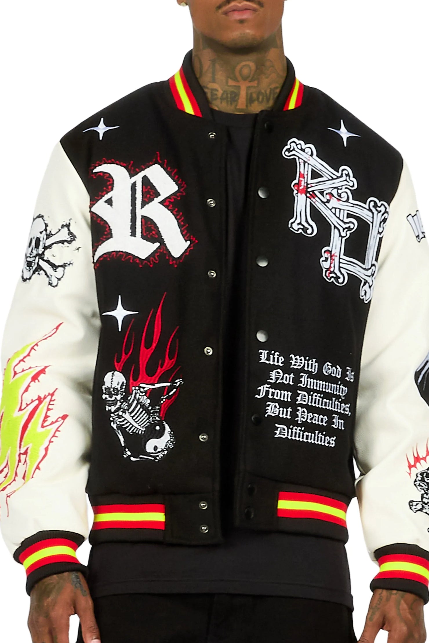 Naizeah Black/Ivory Varsity Jacket