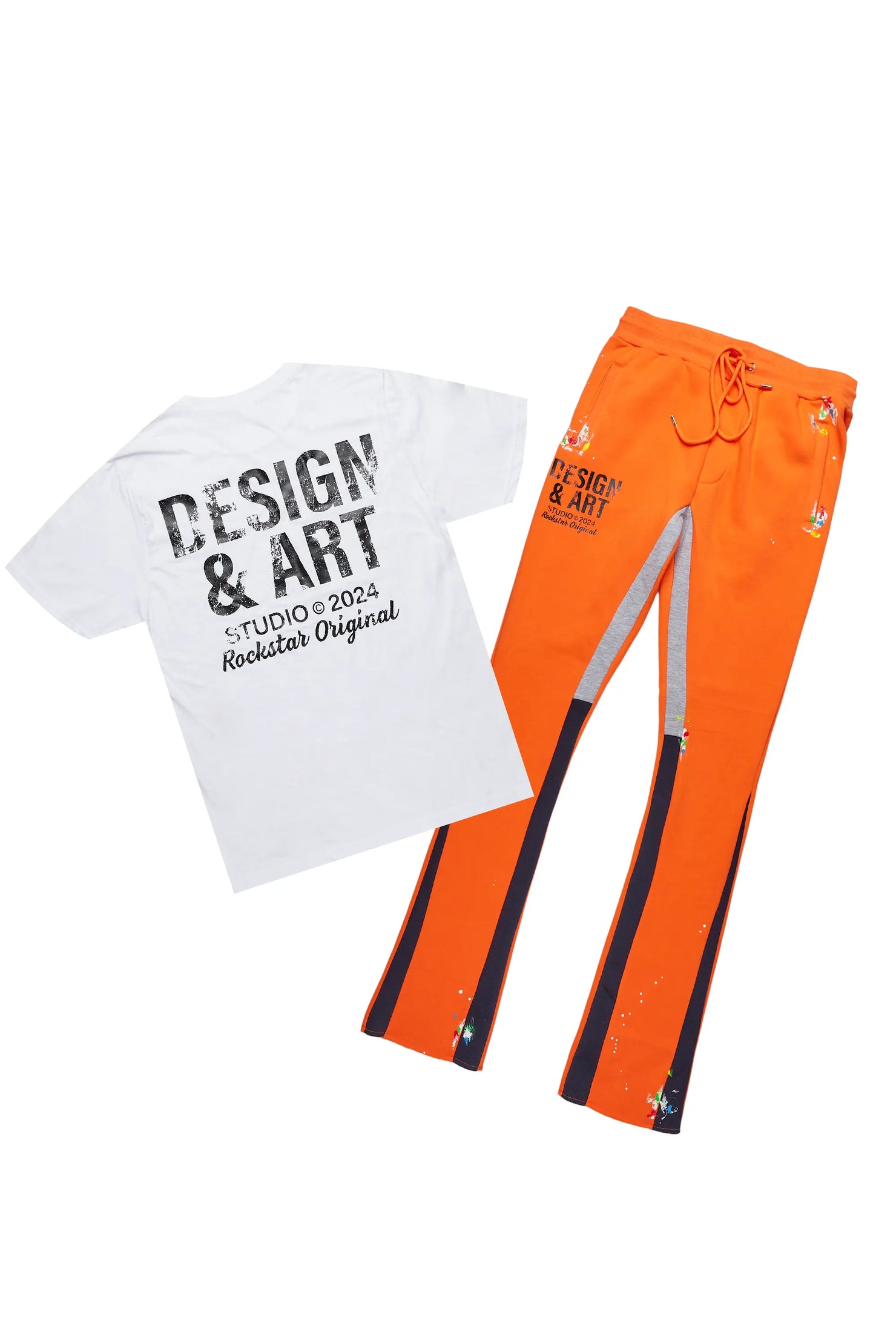 Mancha White/Orange T-Shirt Stacked Flare Track Set