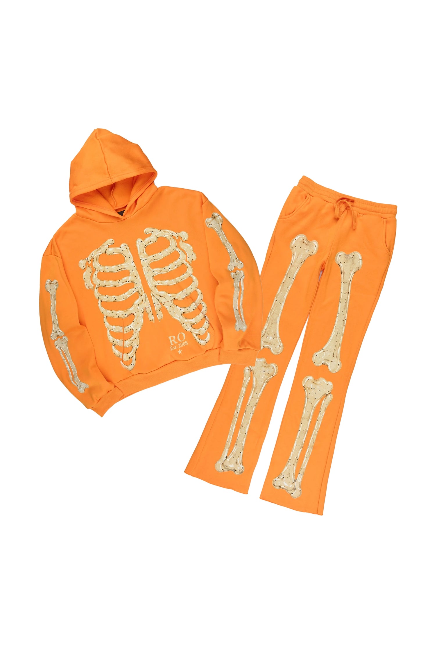 Boys Vermis Orange/Cream Stacked Hoodie Track Set